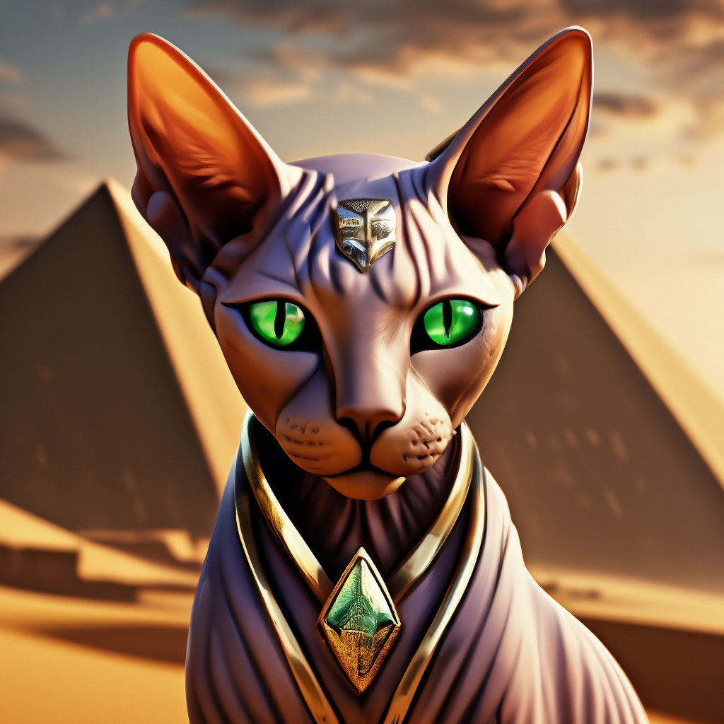 Египетские коты. A purple sphinx …» — создано в Шедевруме