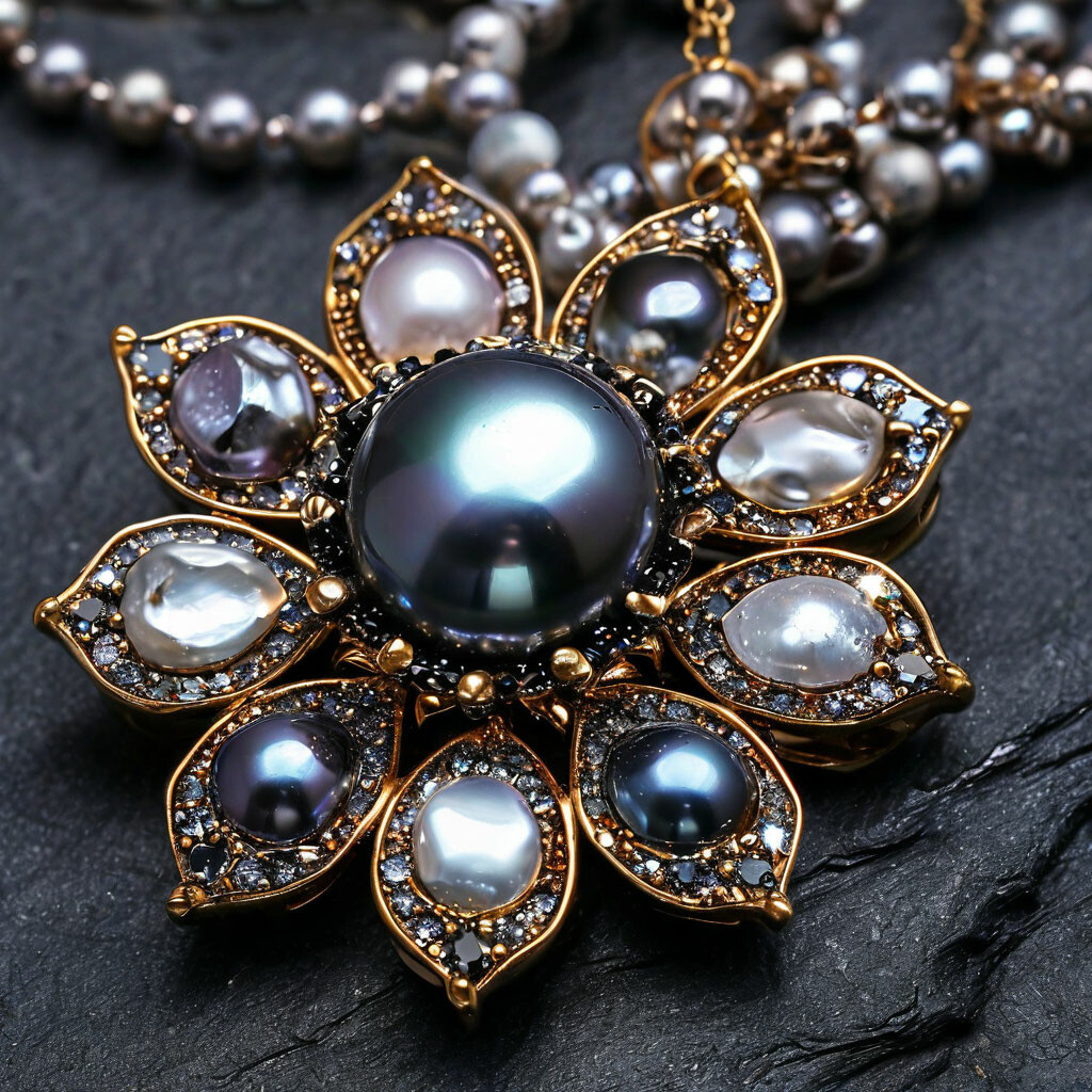 "The most beautiful women's jewelry black gems mother of pearl pearls ...