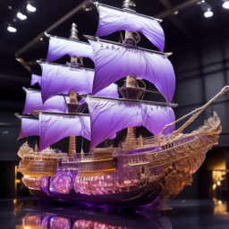 «A crystal translucent ship, purple irises instead of sails. Fractals ...