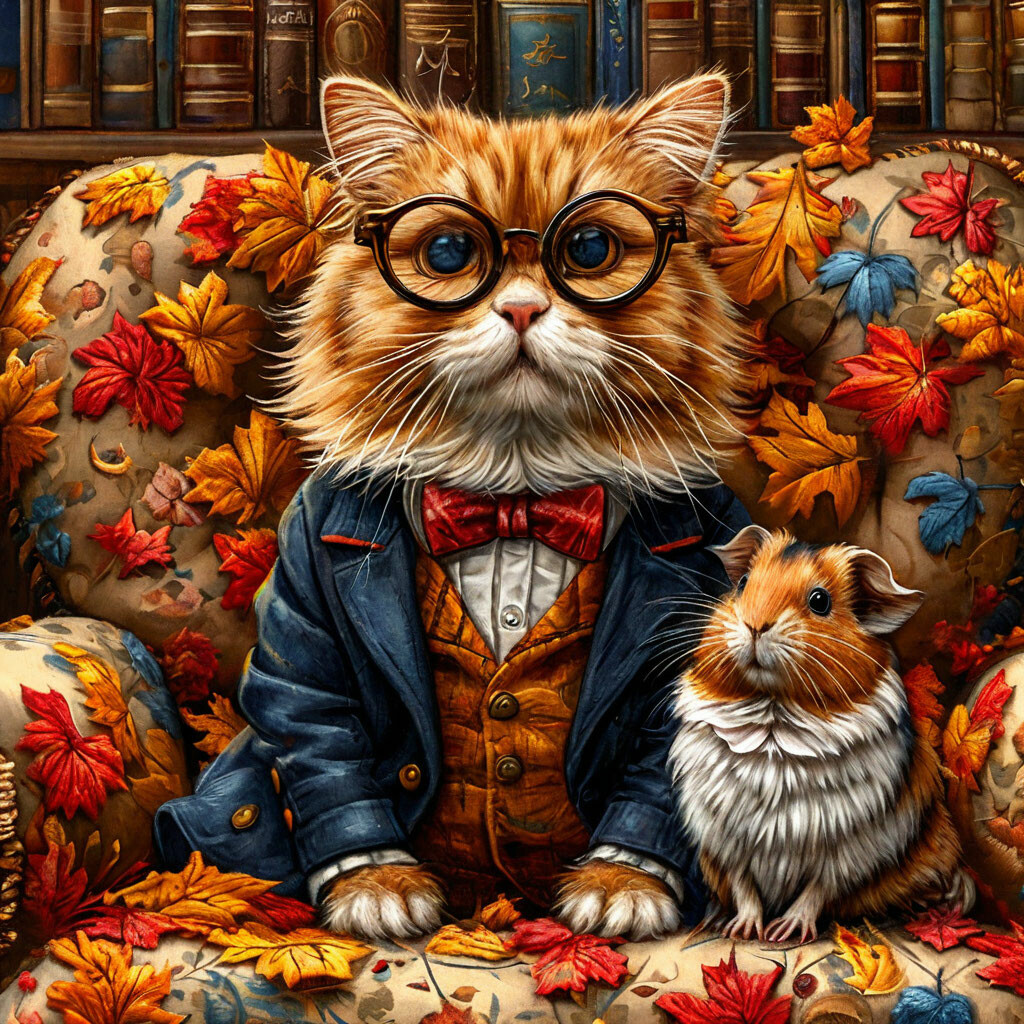 «Красивый пушистый кот в костюме и …» — картинка создана в Шедевруме