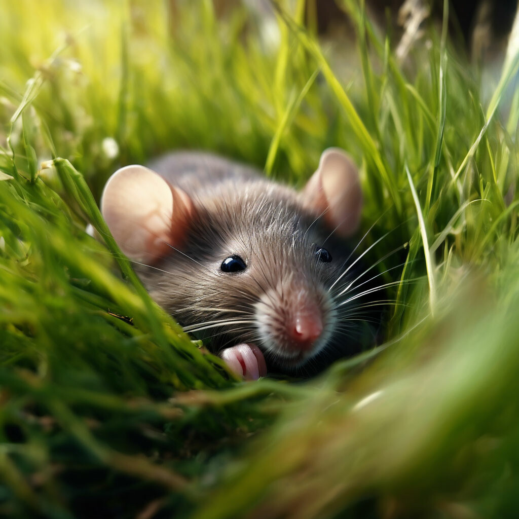 "Sweet dreams 🤗 little Cute mouse sleeping sweetly in the grass close ...