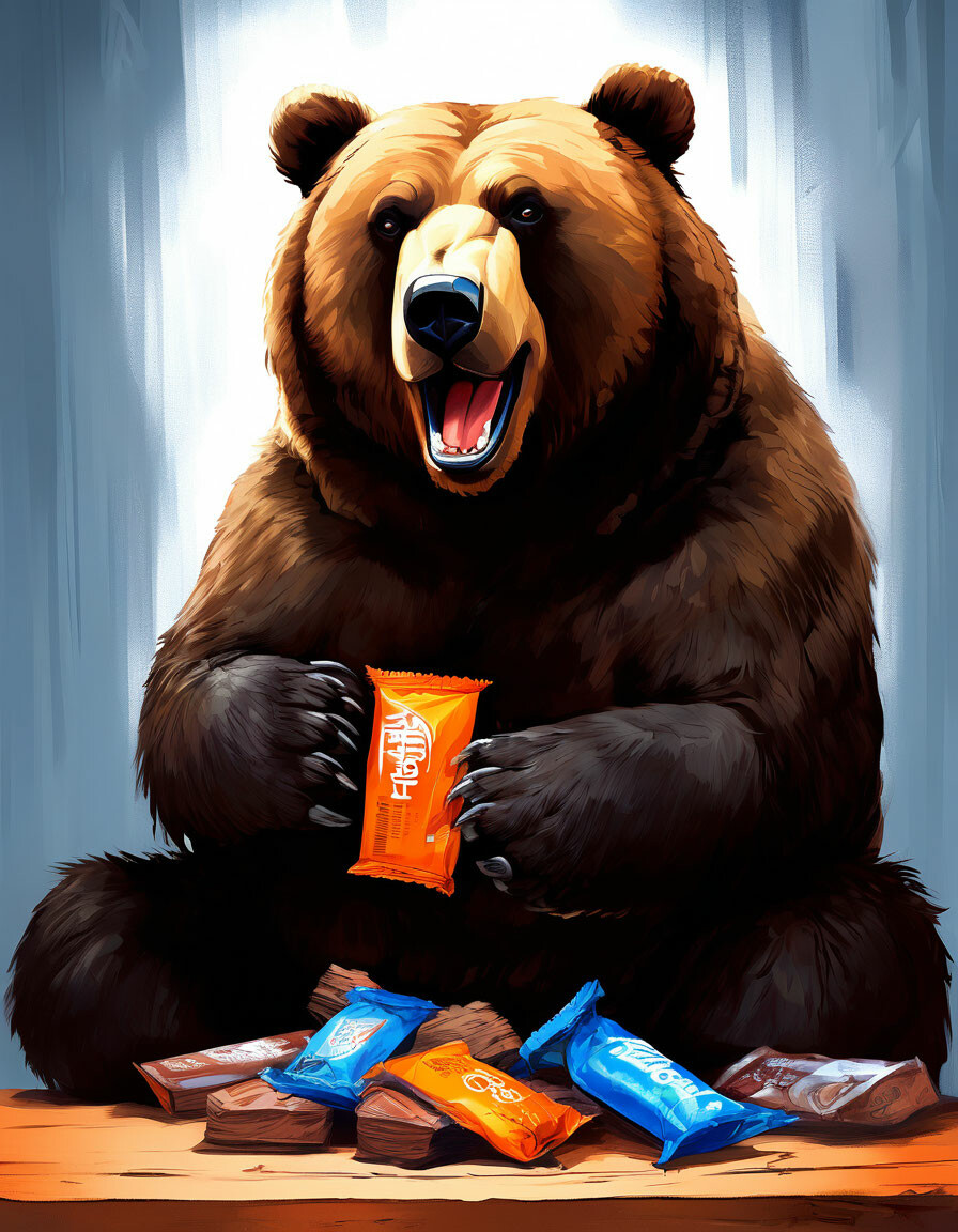 "Uguhi for the bear brown bear eats …" — image created in Shedevrum