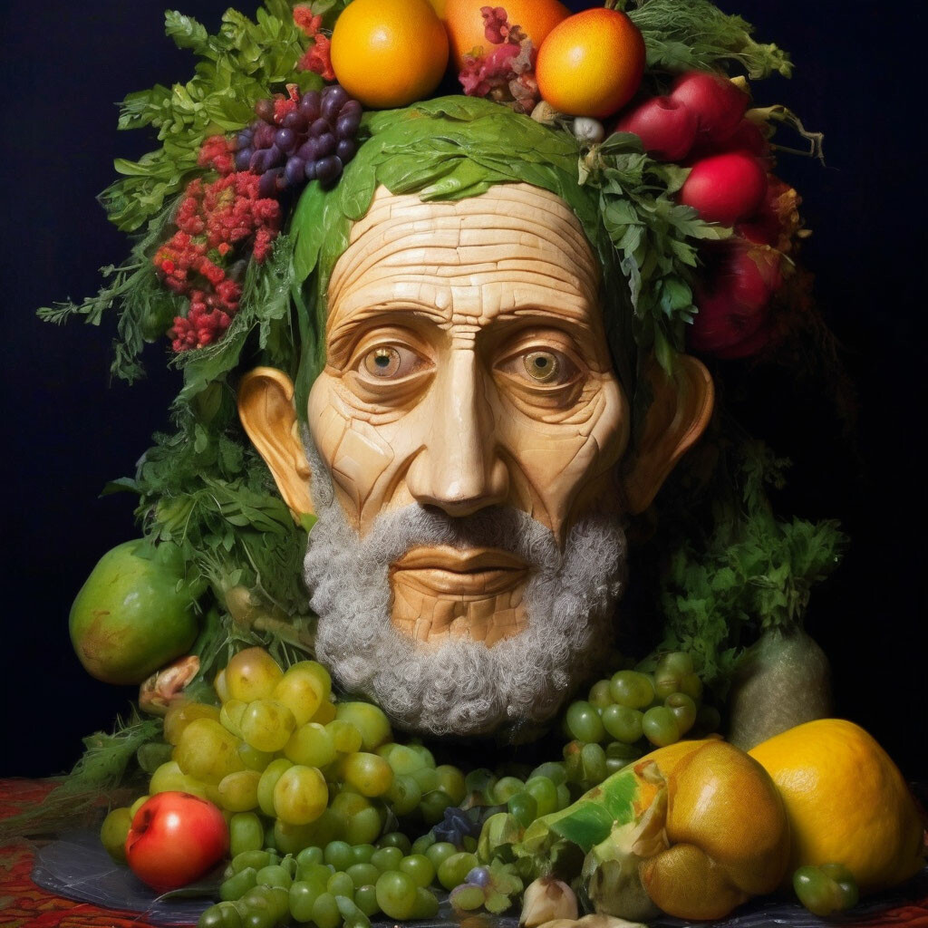 Реалистичный портрет из овощей и зелени