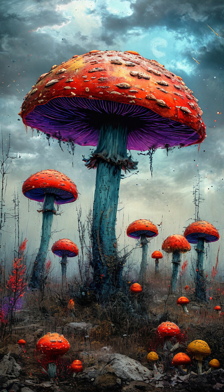 "Pastel, colored mushrooms, double …" — image created in Shedevrum