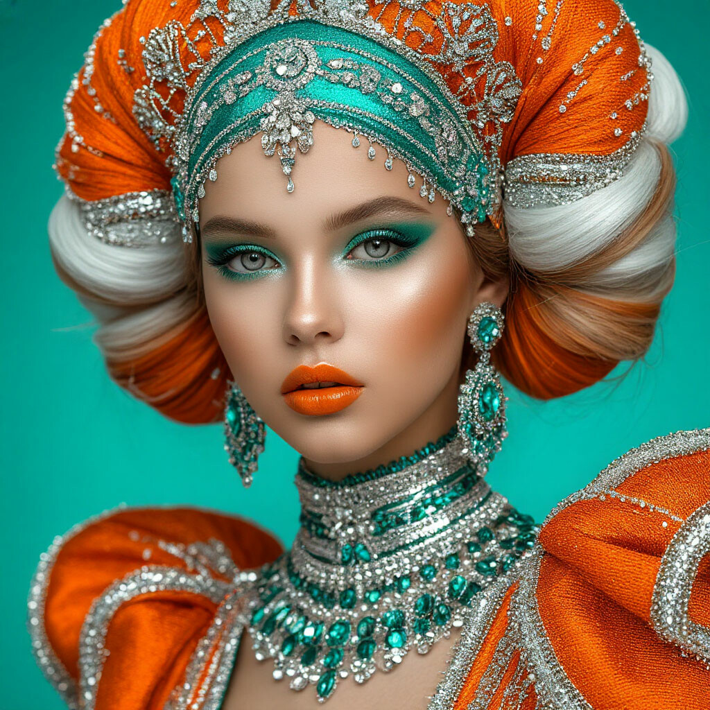 "Angelina Polikarpova turquoise, ." - image created in Shedevrum.