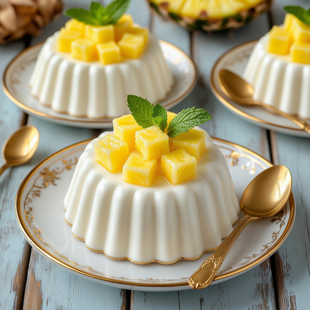 Творожное бланманже с ананасом