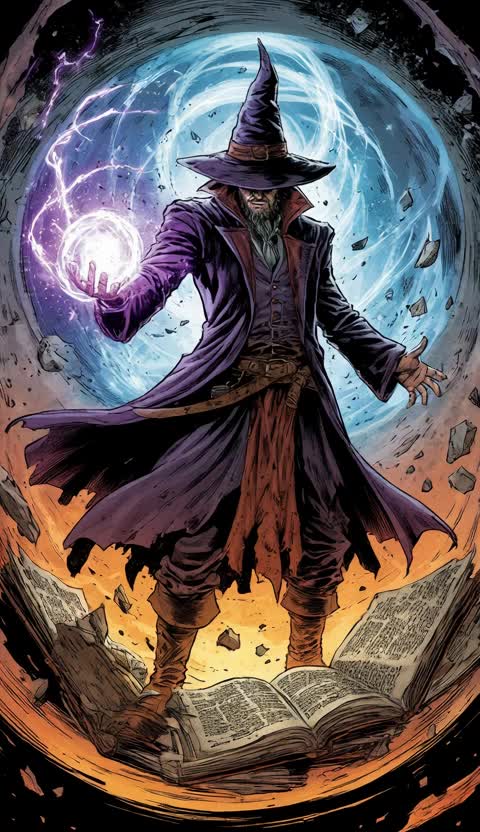 «Wizard overpowered casts spell collected magic in spherical spell ...
