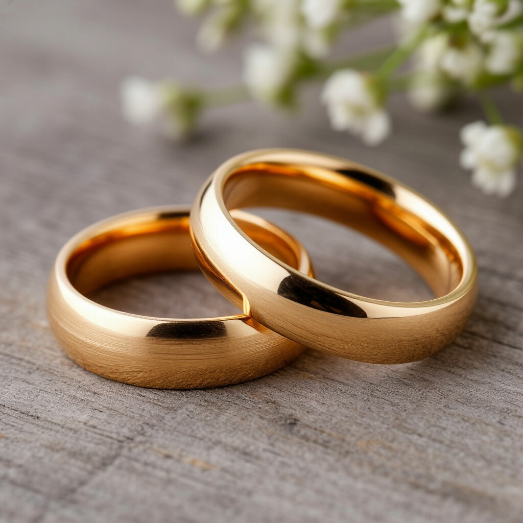 два свадебных гладких кольца