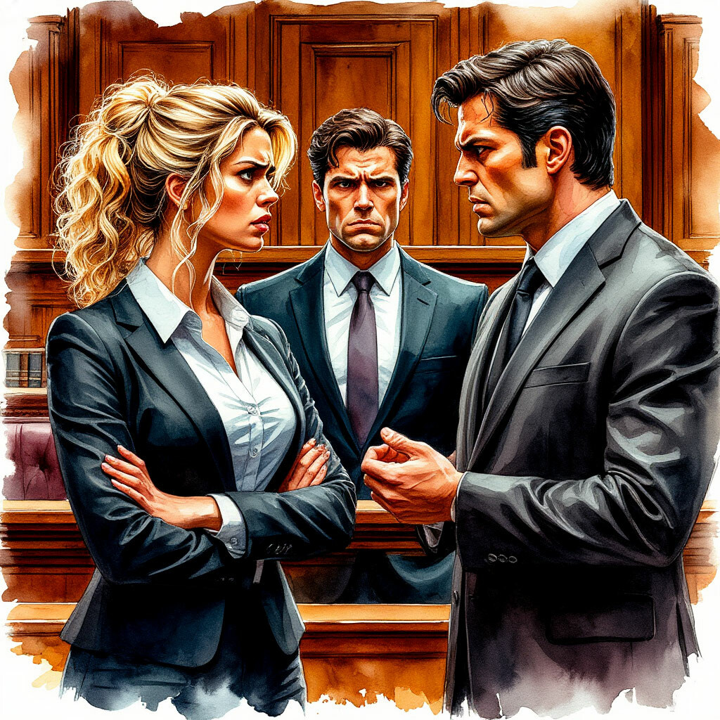 "Acrylic watercolor, court,male judge in judicial robes, divorce ...
