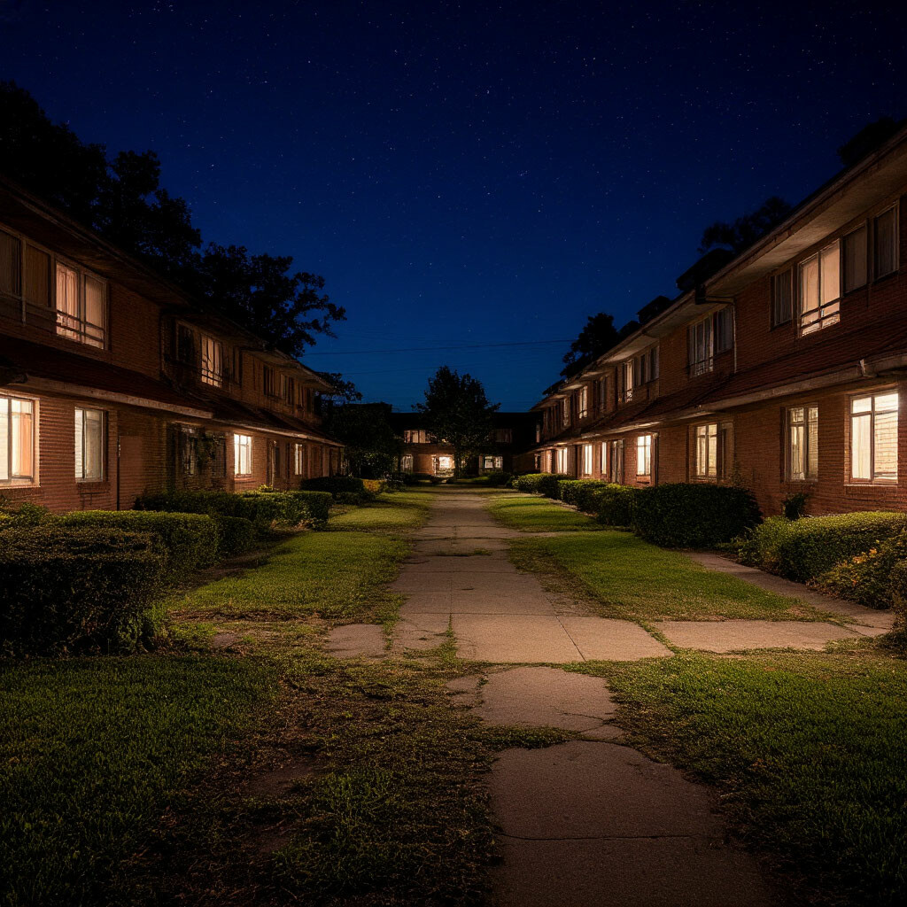 "Liminal space at night" — image created in Shedevrum