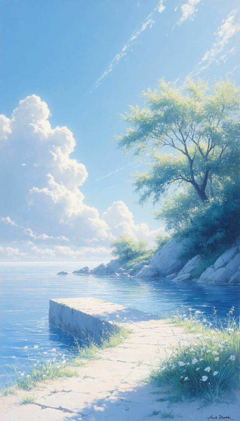 Sketch Painting Pastel Sunny Lux et Umbra by Artur Rosa white and blue Paintin+Pastel+Painting+Style+Sketch+Sunnyside+Bokeh+Effect+Outline+Neon+Lumen+Effect