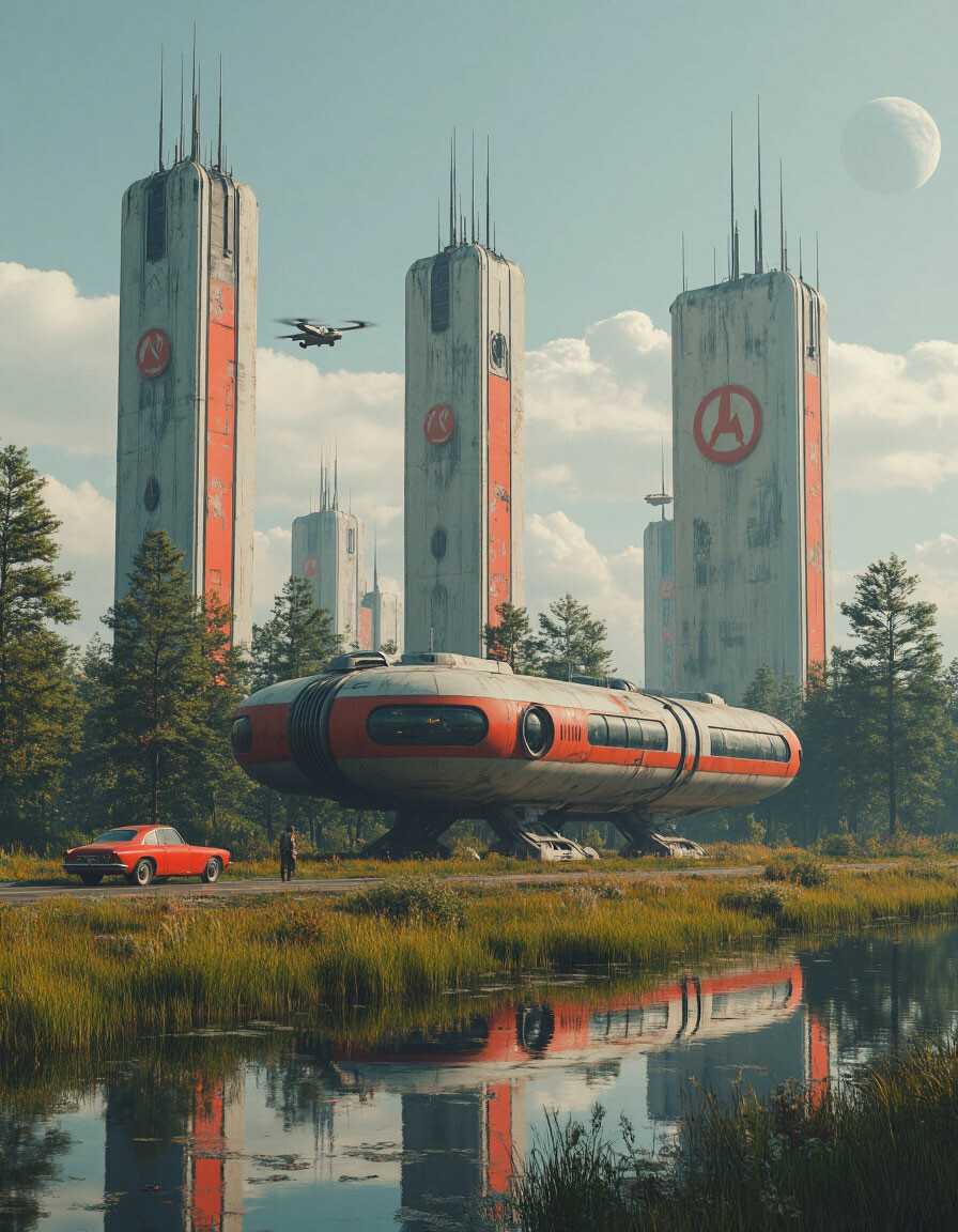 . ретрофутуризм по советски style by Simon Stalenhage art.