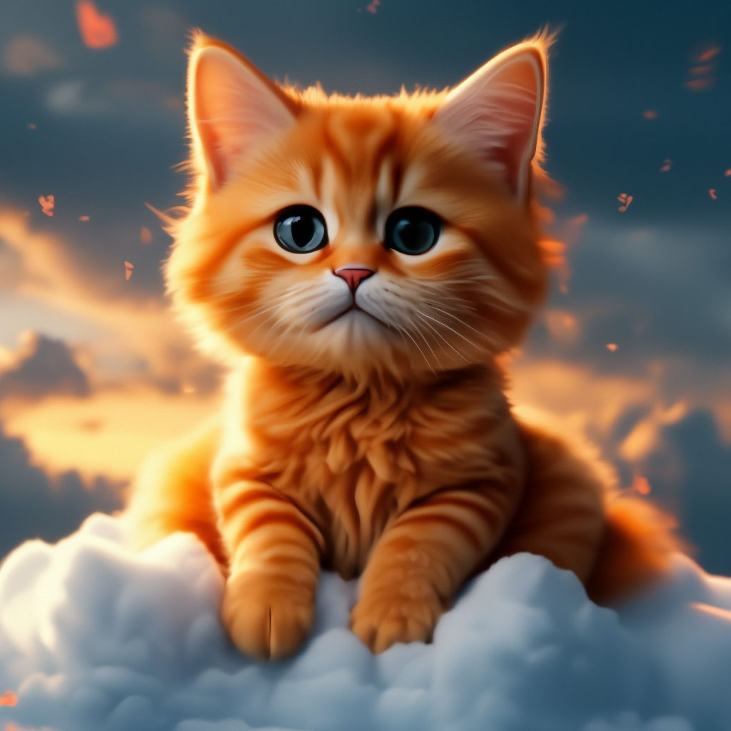 Simbochka pimpochka in cartoon style sits on a cloud and cries a red cat in  a cartoon style. He sits and cries. and… — image created in Shedevrum