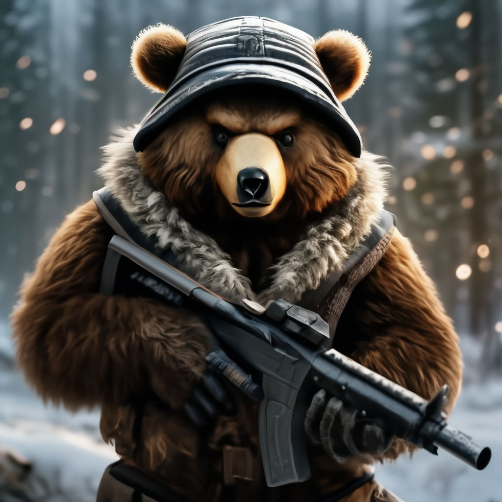 Медведь в шапке ушанке