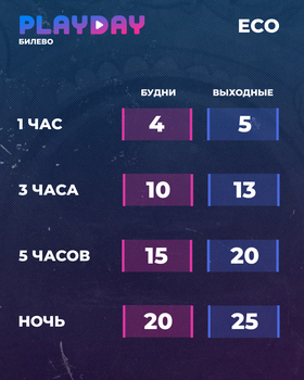 Зал ECO — бюджетный игровой зал Playday1