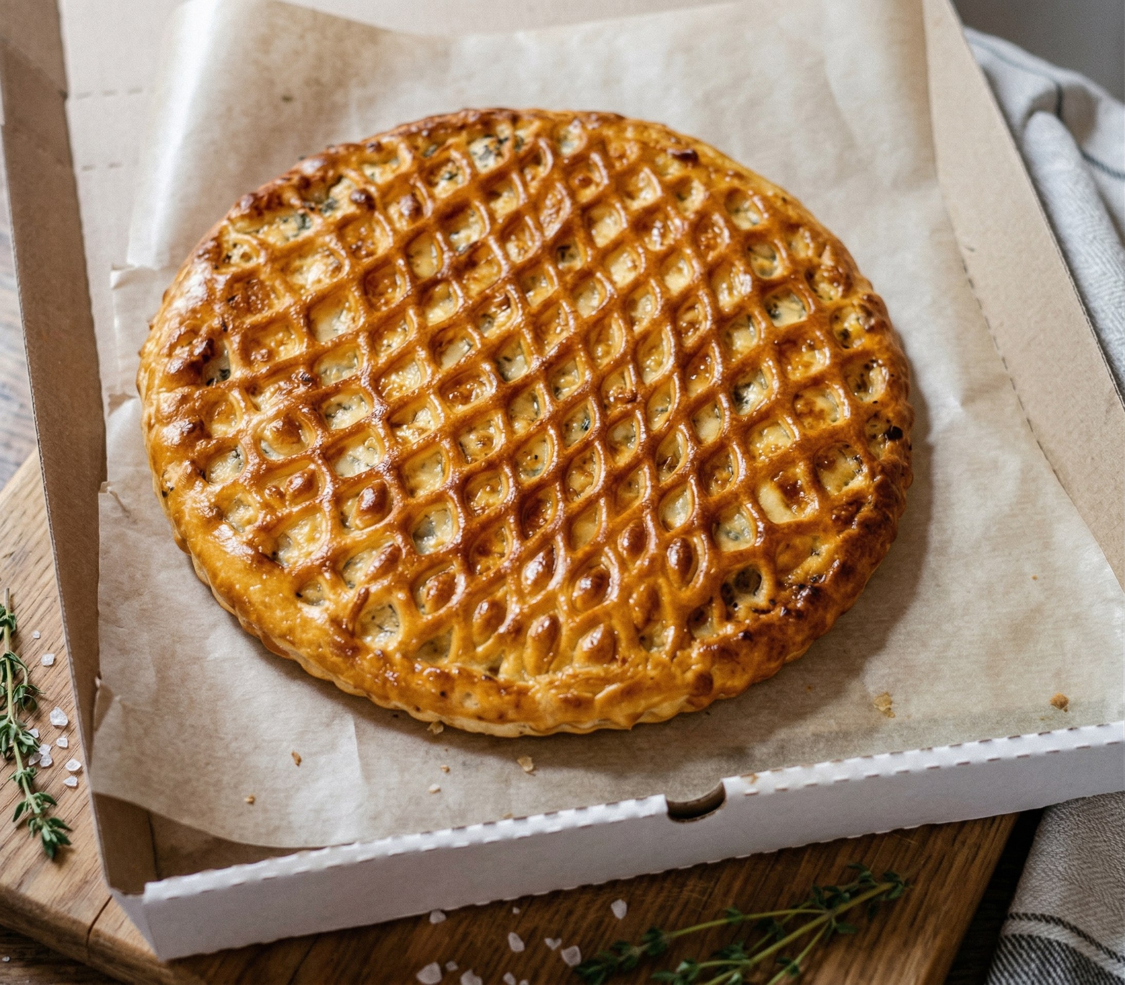 Пирог с сыром и грибами