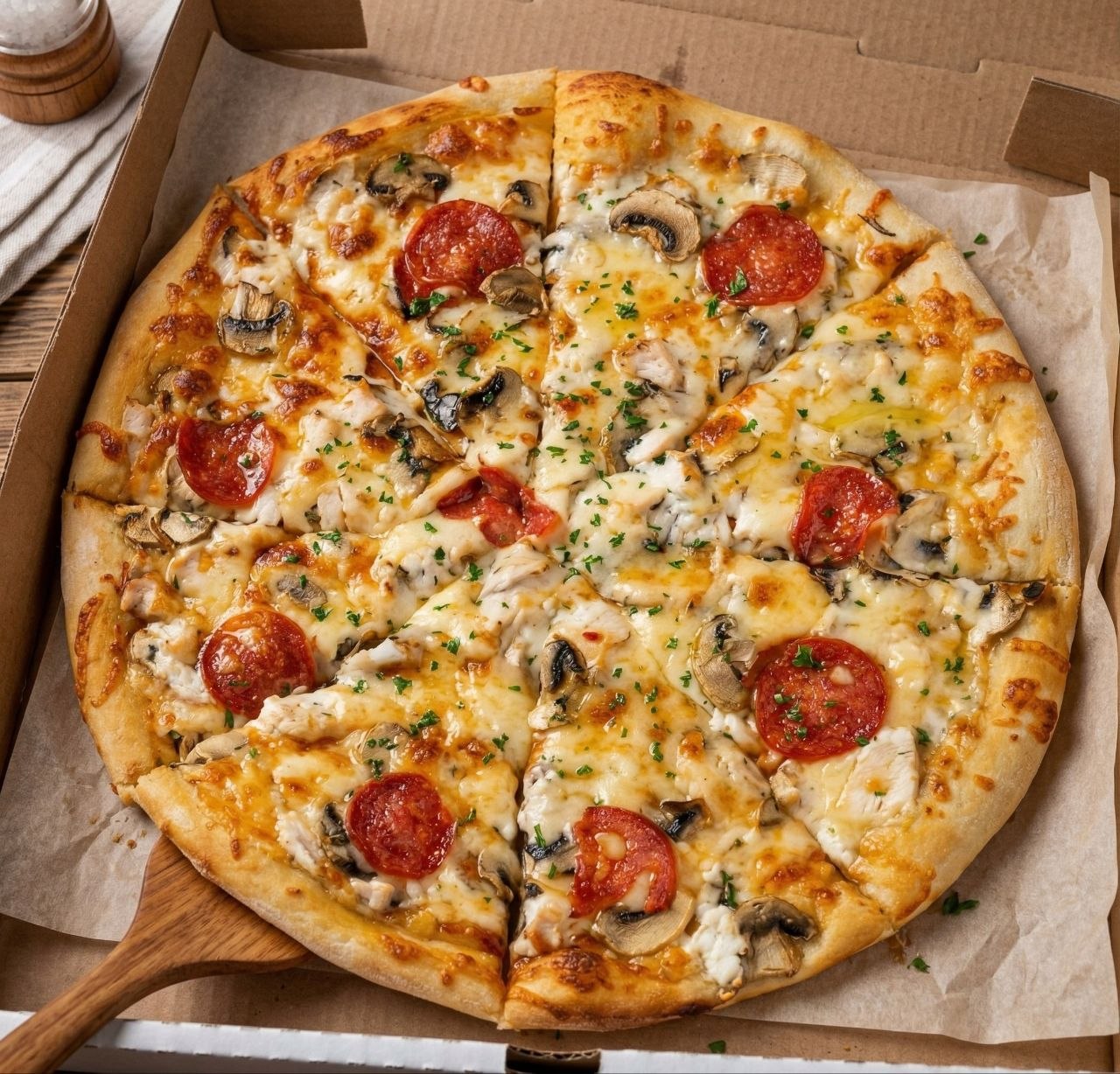 Пицца с курицей и грибами,1кг