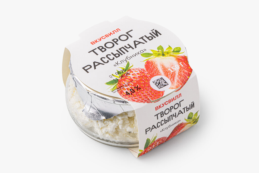 Творог рассыпчатый "Клубника" 4%