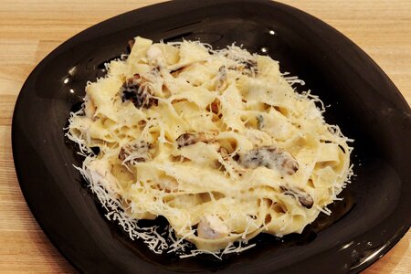 Паста с курицей и грибами