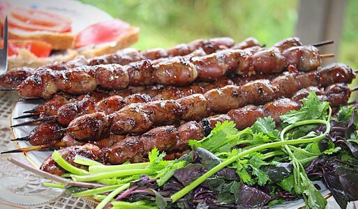 Шашлык из куриных сердечек