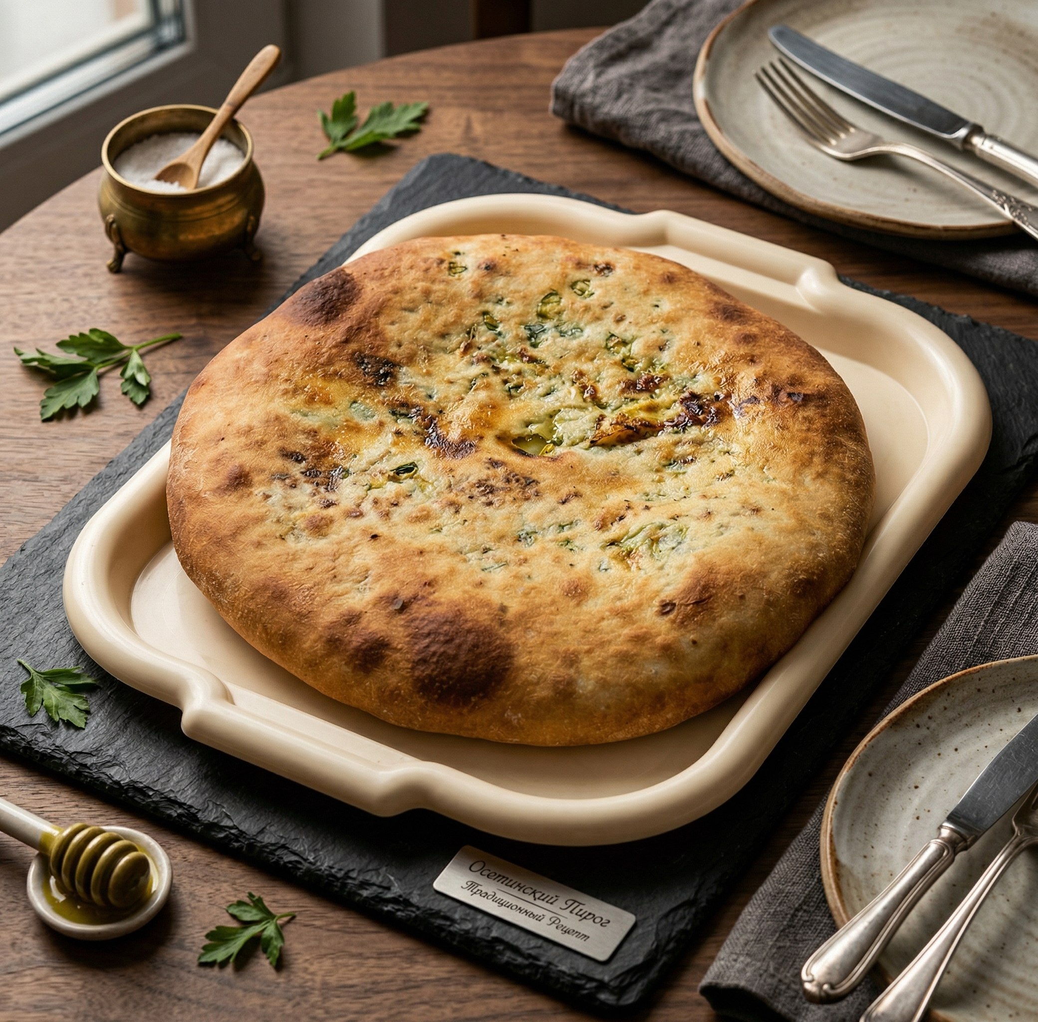 Пирог с сыром, зеленью и картошкой