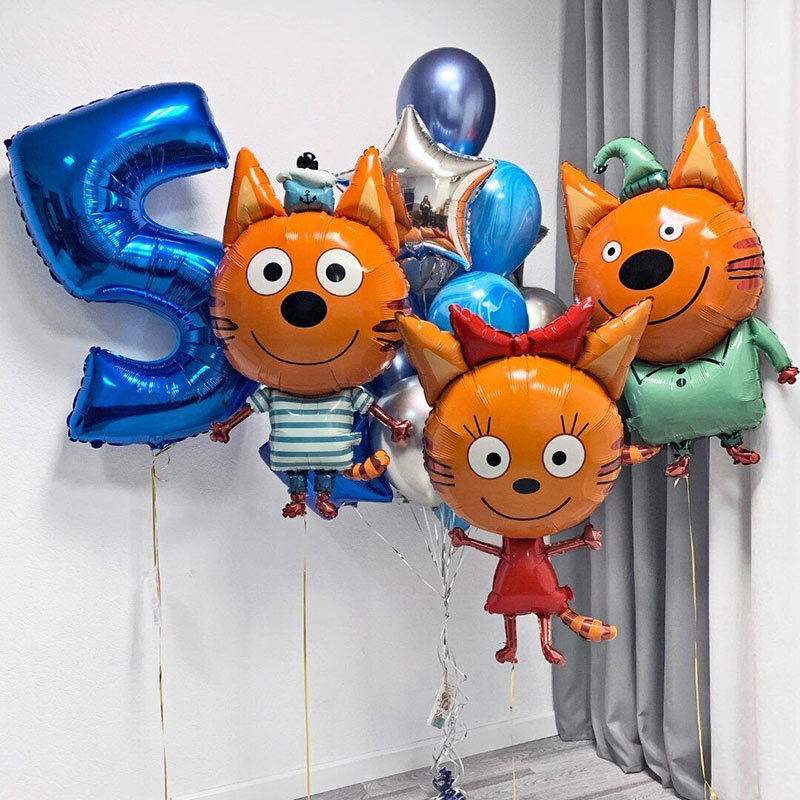 Композиция из шаров на 5 лет дружные Три кота