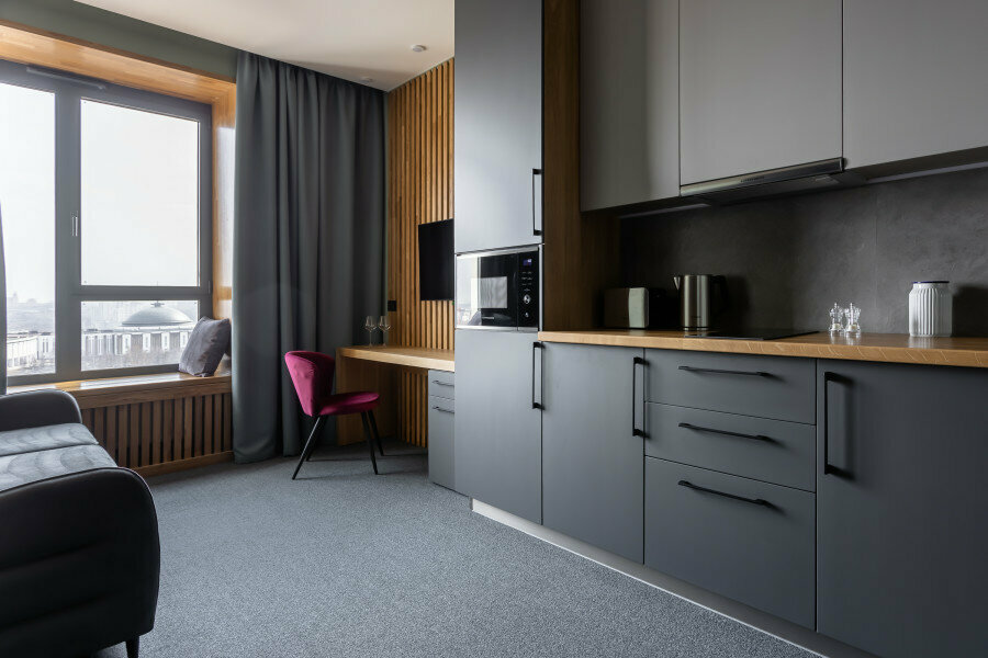 Двухместная студия с раскладным диваном и панорамным видом на Парк Победы