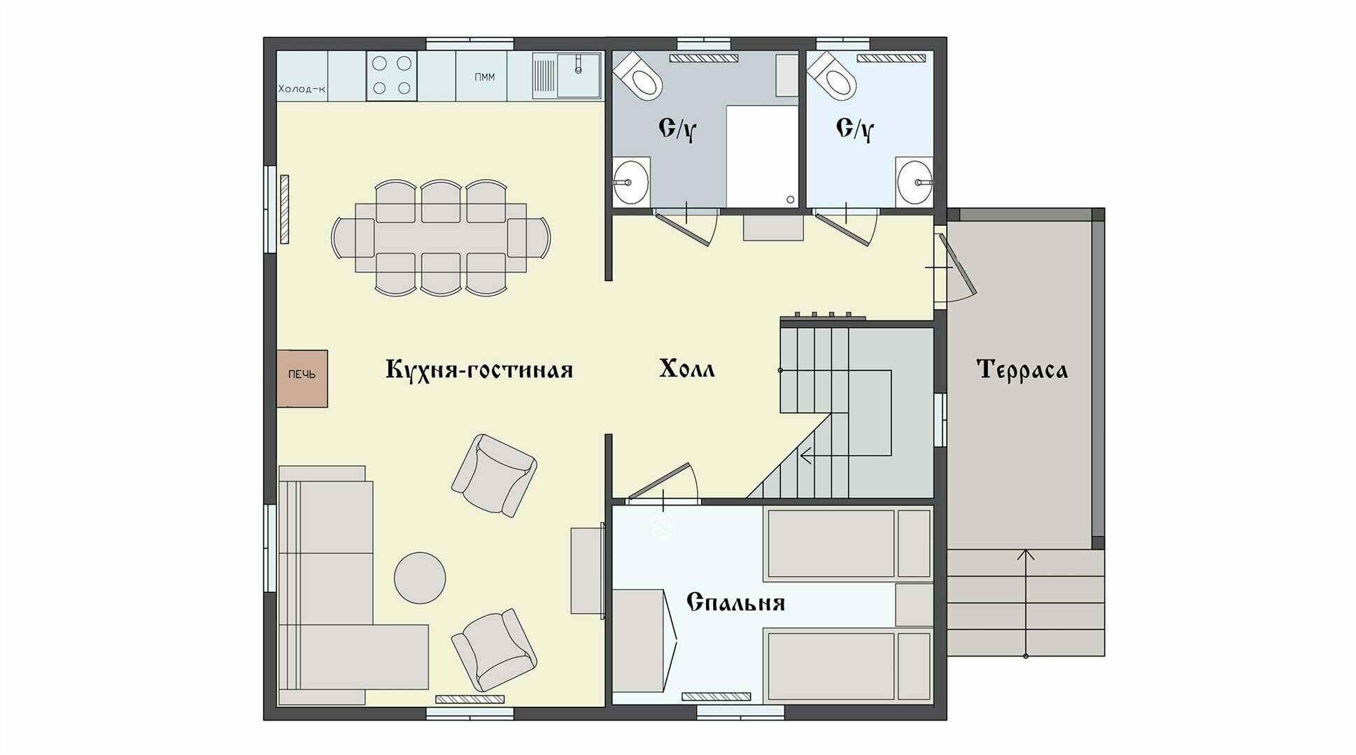 8ми местный коттедж с 4мя спальнями