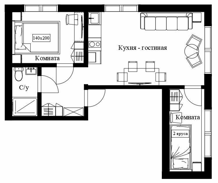 Апартаменты с 2 спальнями