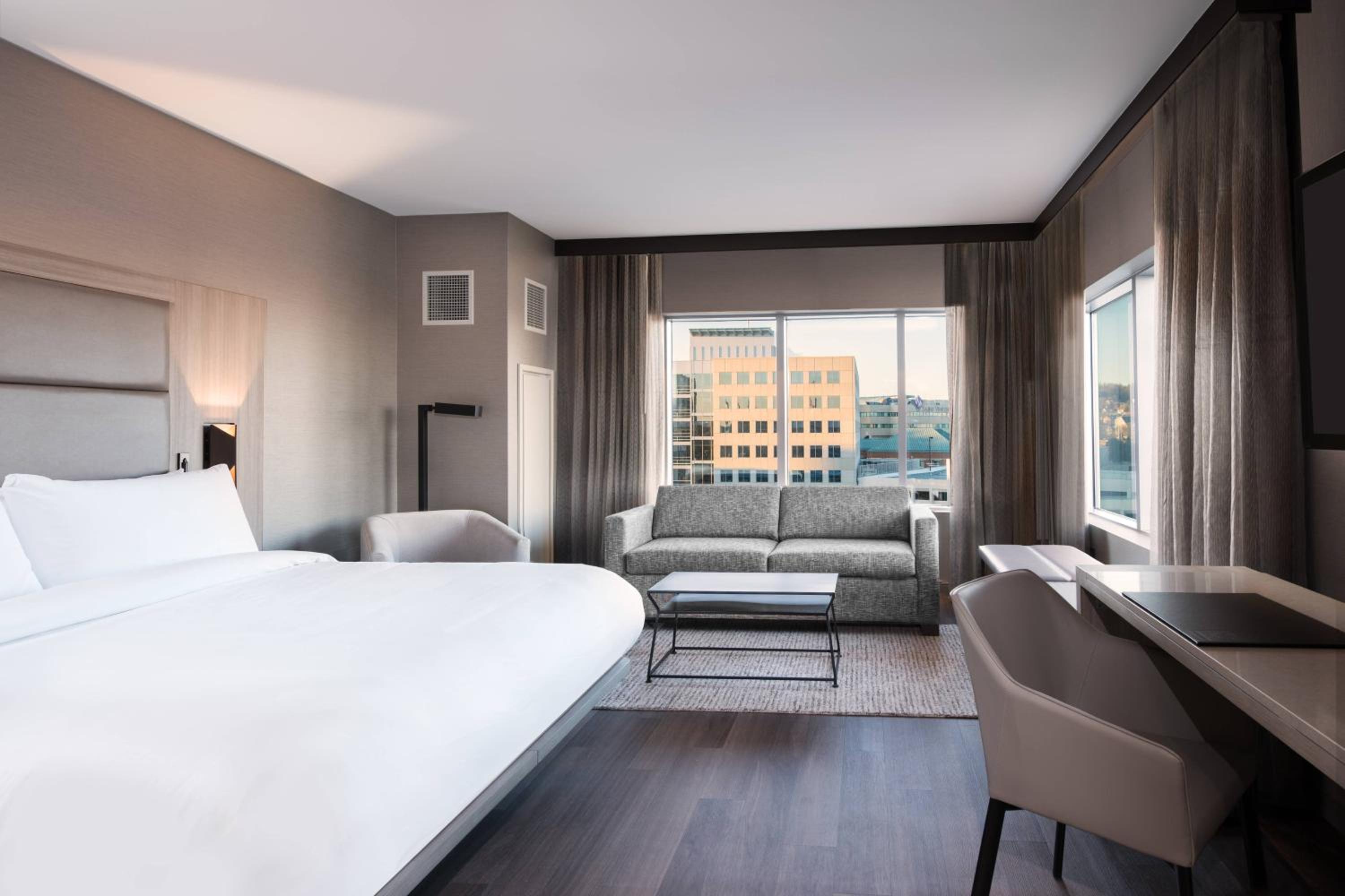 Corner King Guest Room with Sofa Bed and City View