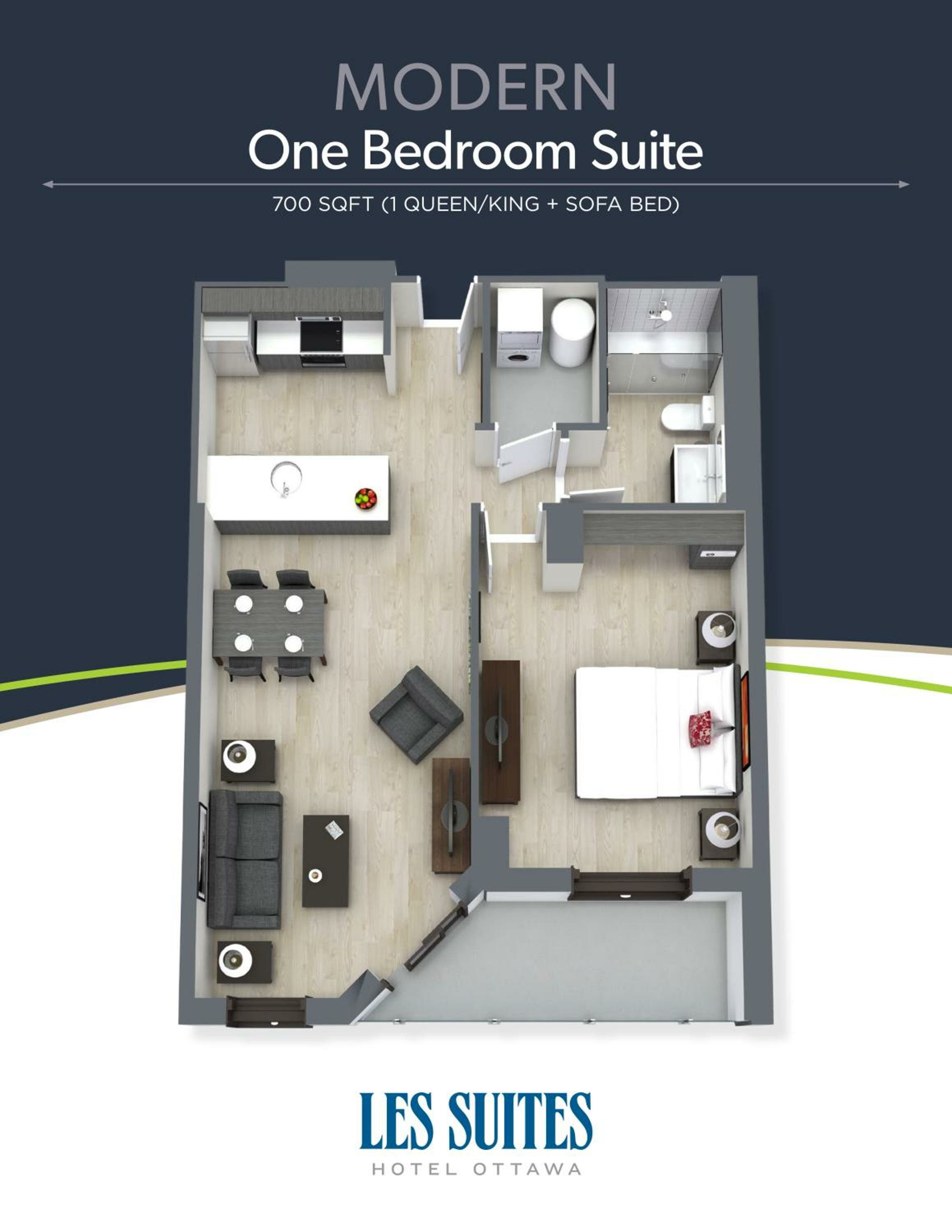 Modern One Bedroom King Suite