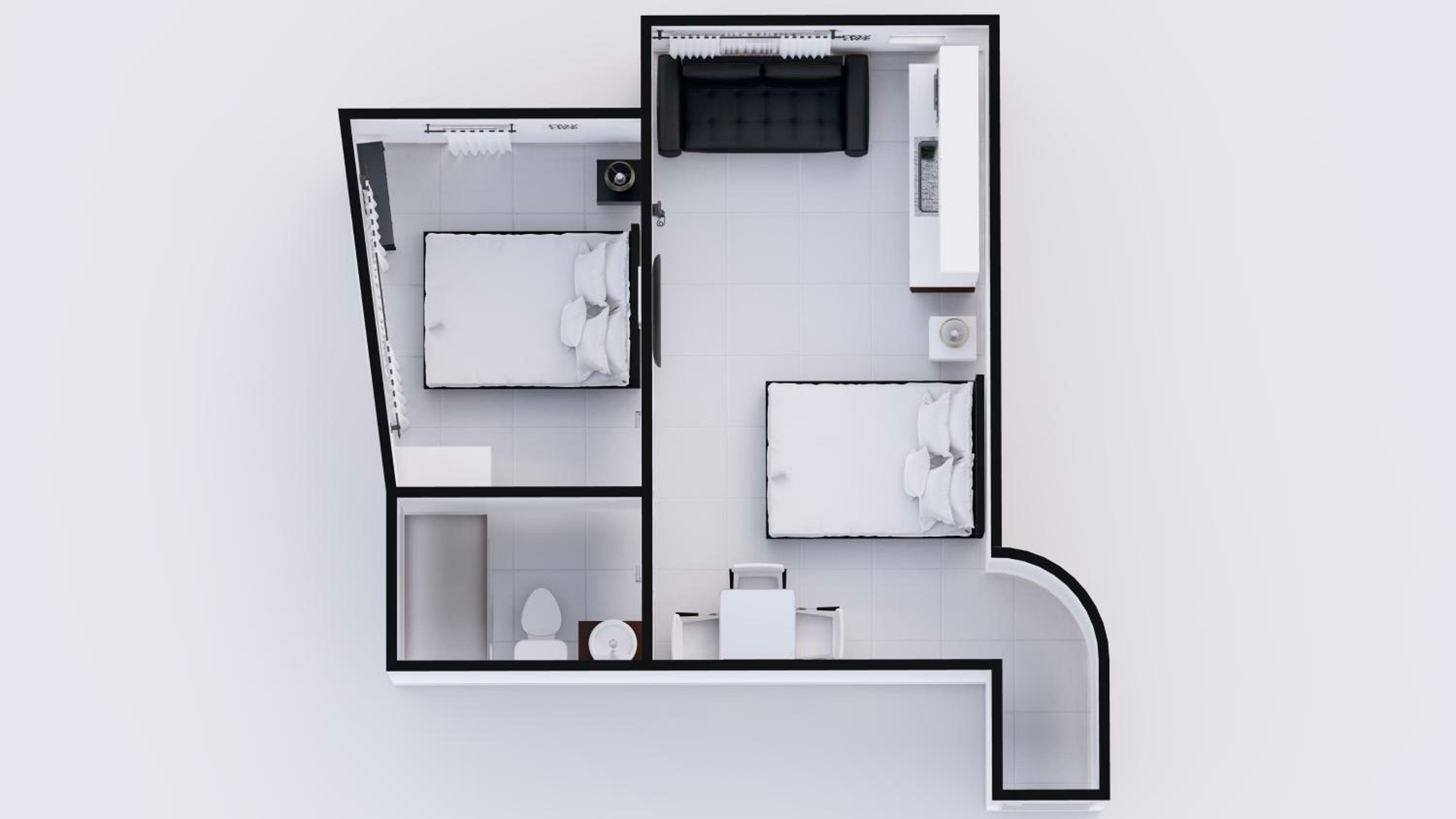 Deluxe Corner Two Bedroom Suite with Kitchen