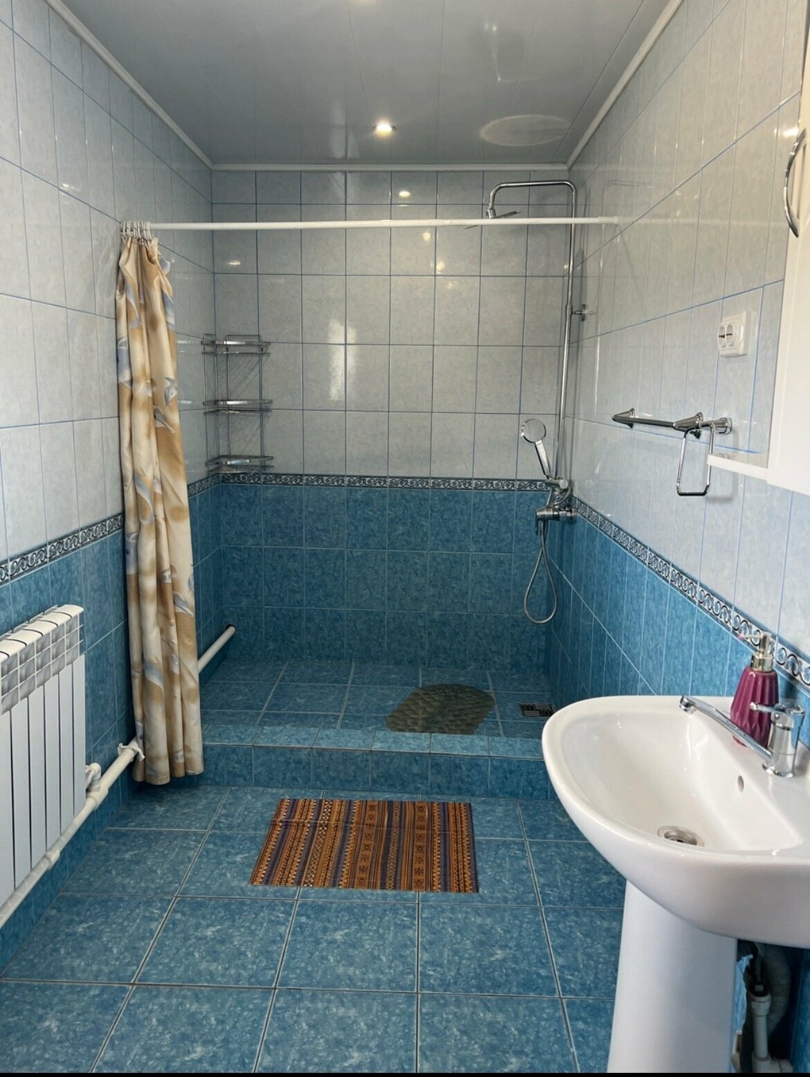 Номер с двуспальной кроватью и раскладным диваном с душем и туалетом на первом этаже с отдельным входом