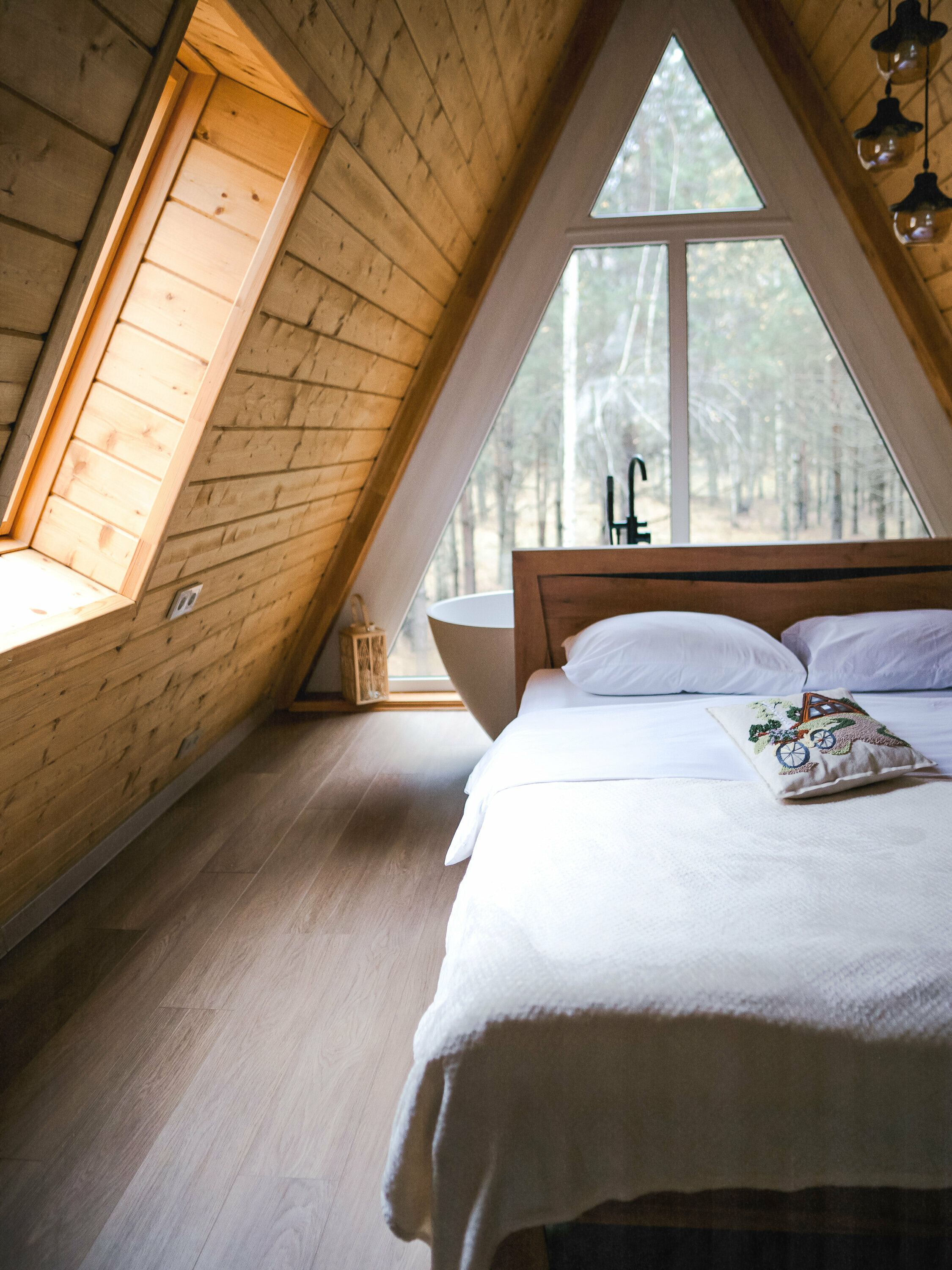 Большой треугольный дом c ванной