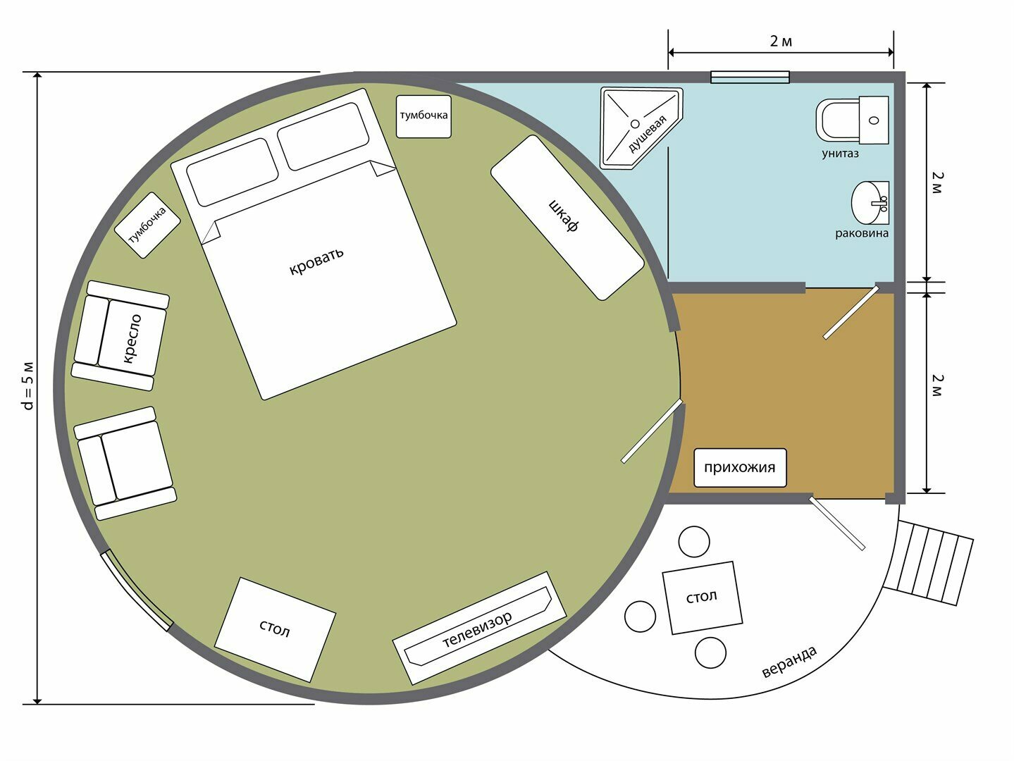 Большой двухместный номер с 1 кроватью