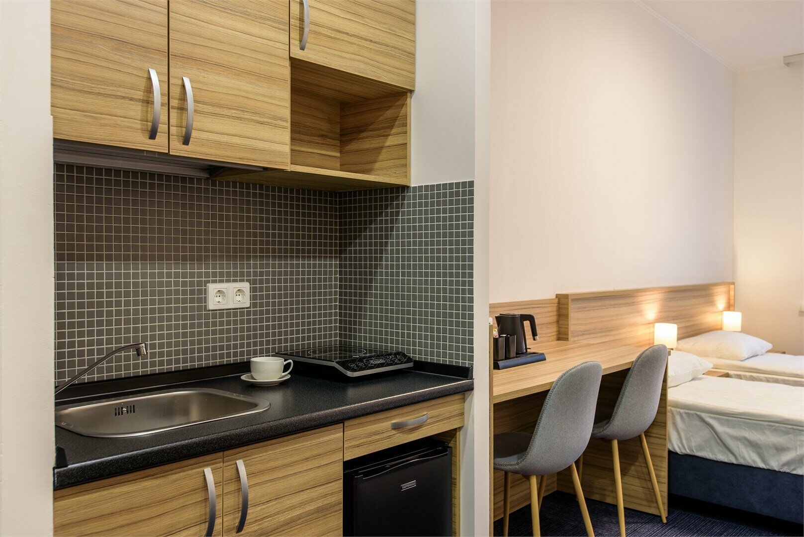 Двухместный номер с кухней  и односпальными кроватями c завтраком и Wi-Fi