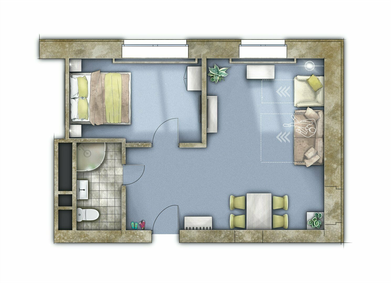 Полулюкс - двухкомнатный номер