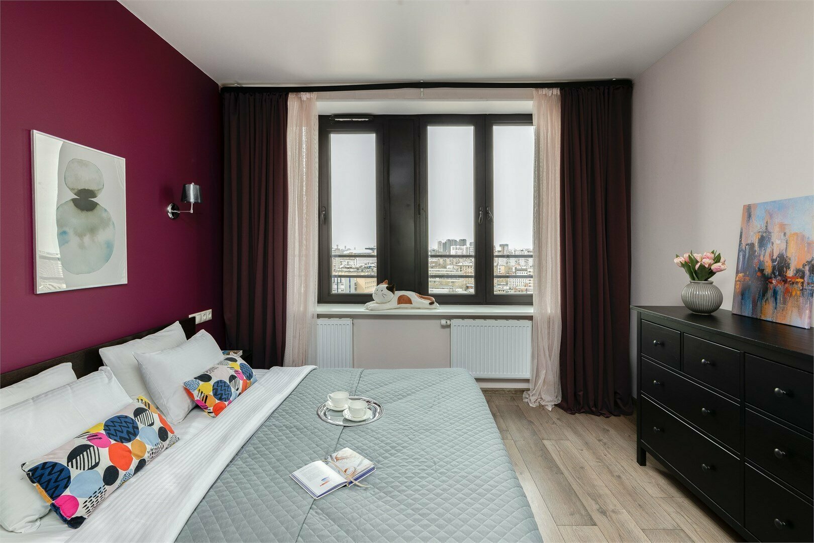 Siesta - 2х комнатные премиум апартаменты на 17м этаже в Савеловский-Сити (70 кв.м., до 5 гостей)