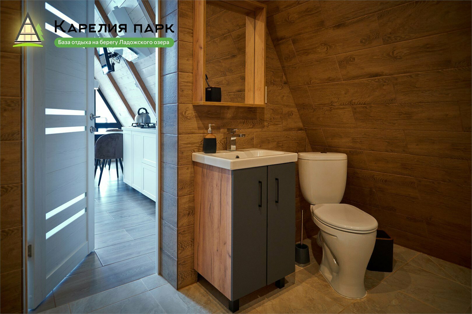 Шестиместный дом с большой террасой, банным чаном и сауной