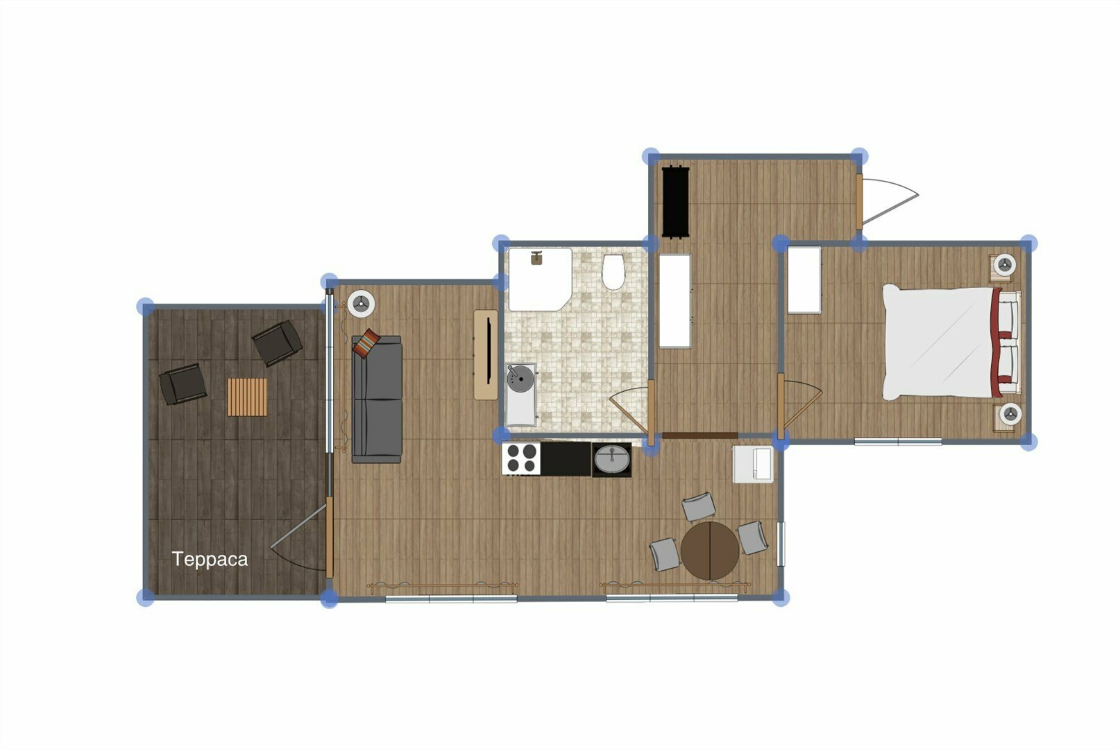 Семейные апартаменты с 1 спальней  (Не дом, 8 апартаментов в новом корпусе)