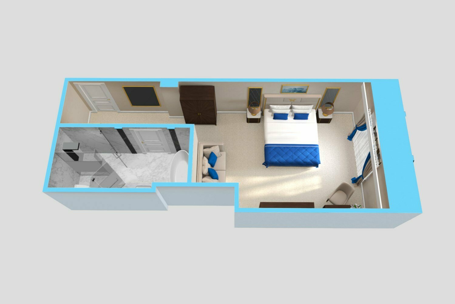 Делюкс с видом на город с одной большой кроватью