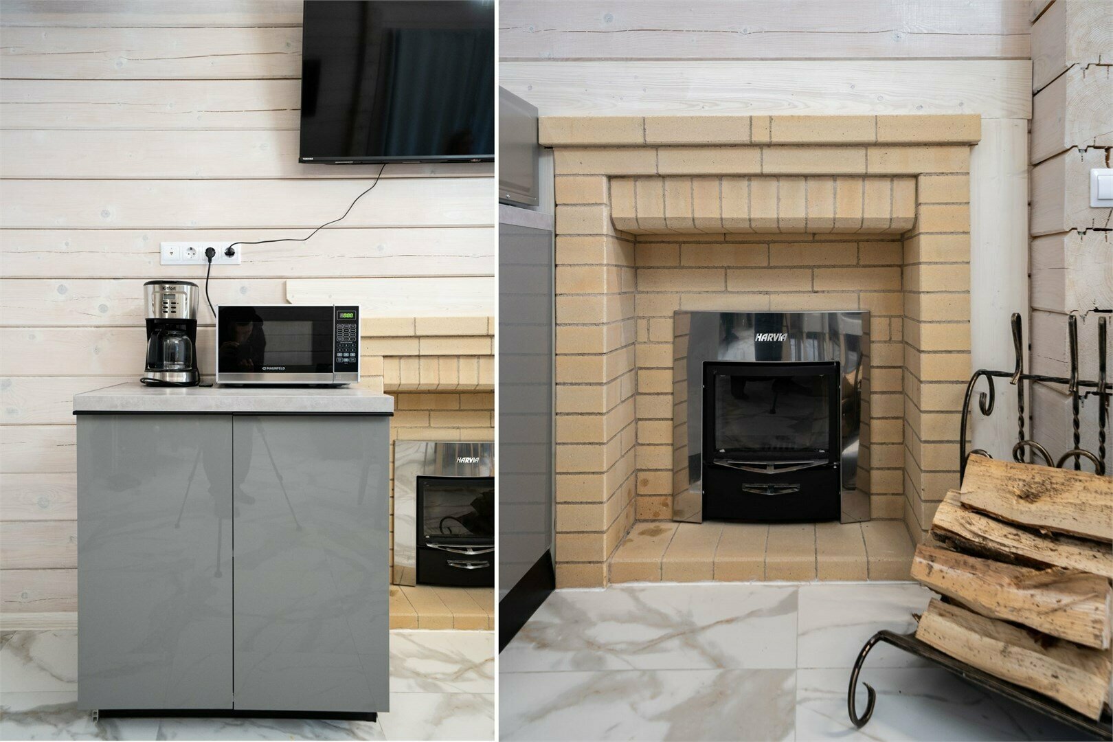 Дом из бруса с 2 спальнями, камином и баней из липы 4+2