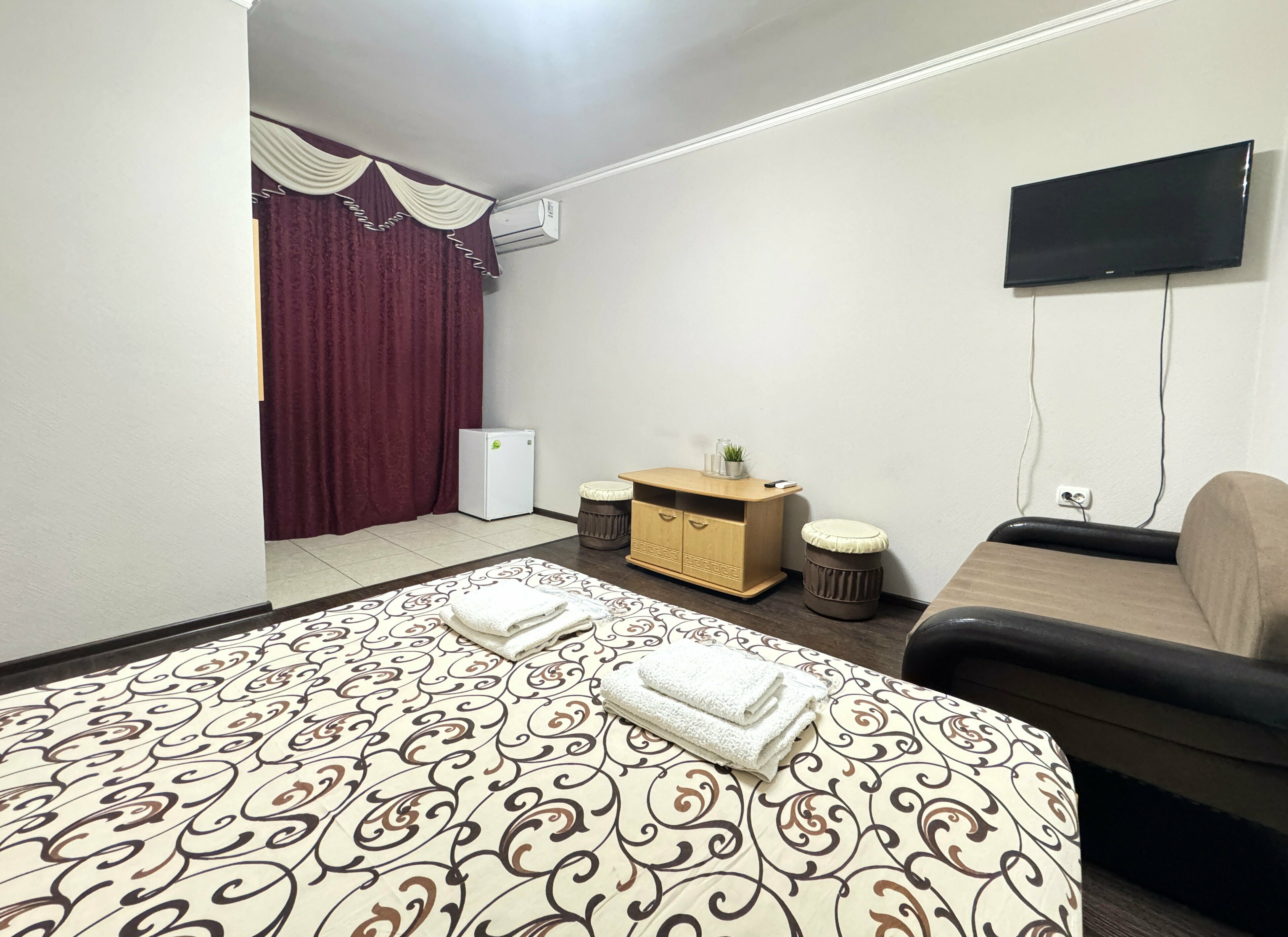 Семейный стандарт 2+2 (без окна) с двуспальной кроватью и диваном