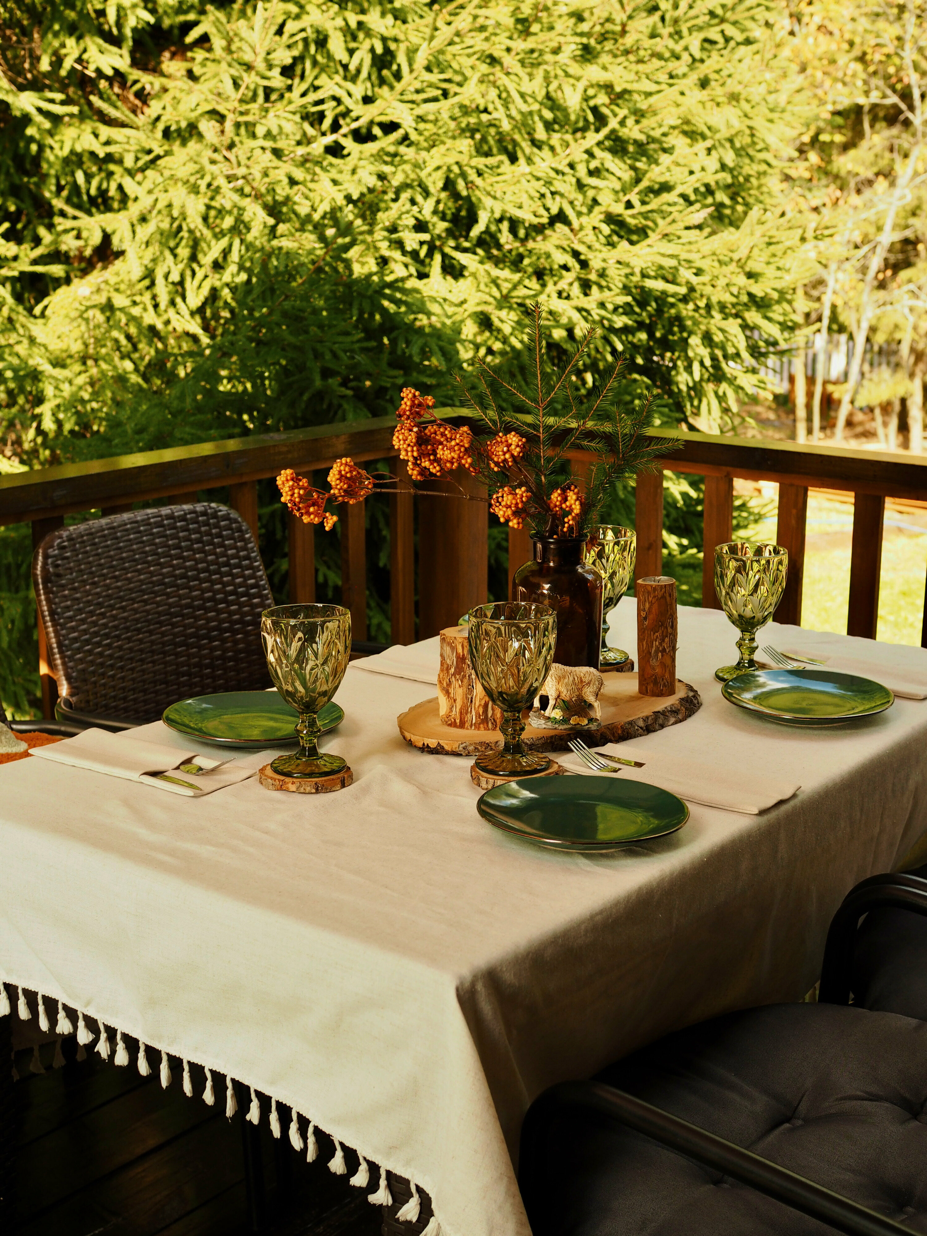 Дом с сауной и чаном с видом на ели