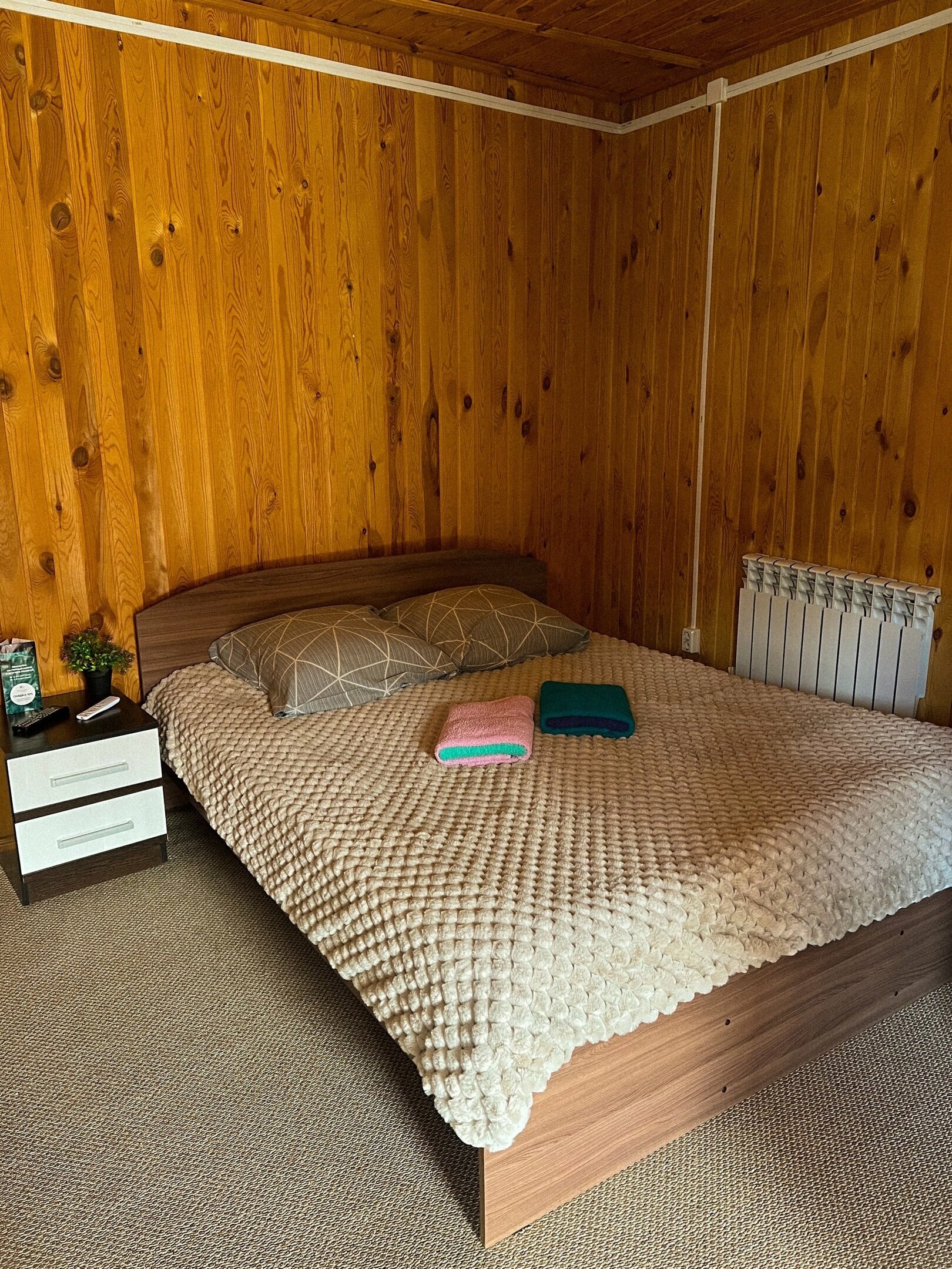 Номер с двуспальной кроватью и раскладным диваном с душем и туалетом на первом этаже с отдельным входом