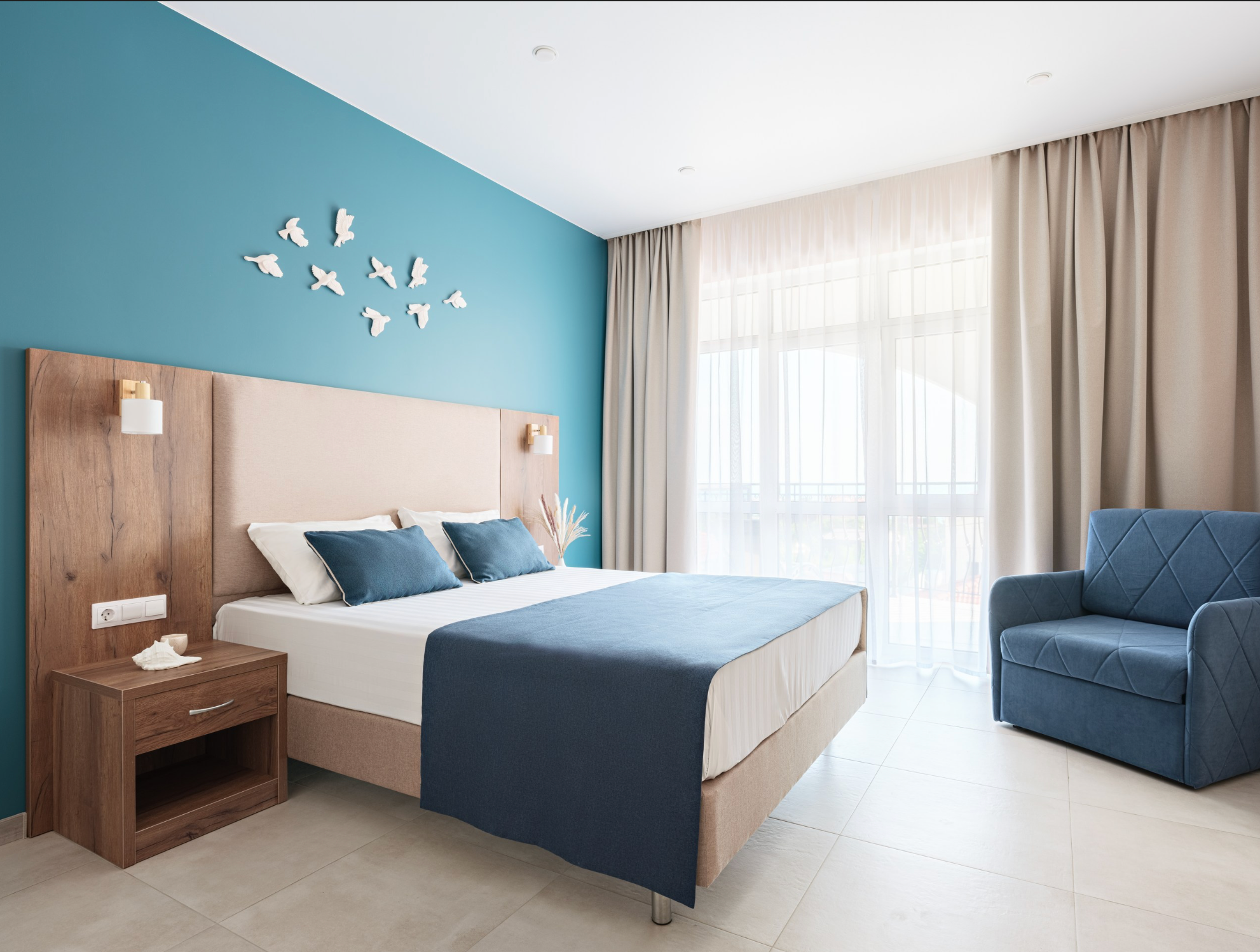 Двухместный номер Делюкс с 1 кроватью или 2 отдельными кроватями, вид на море