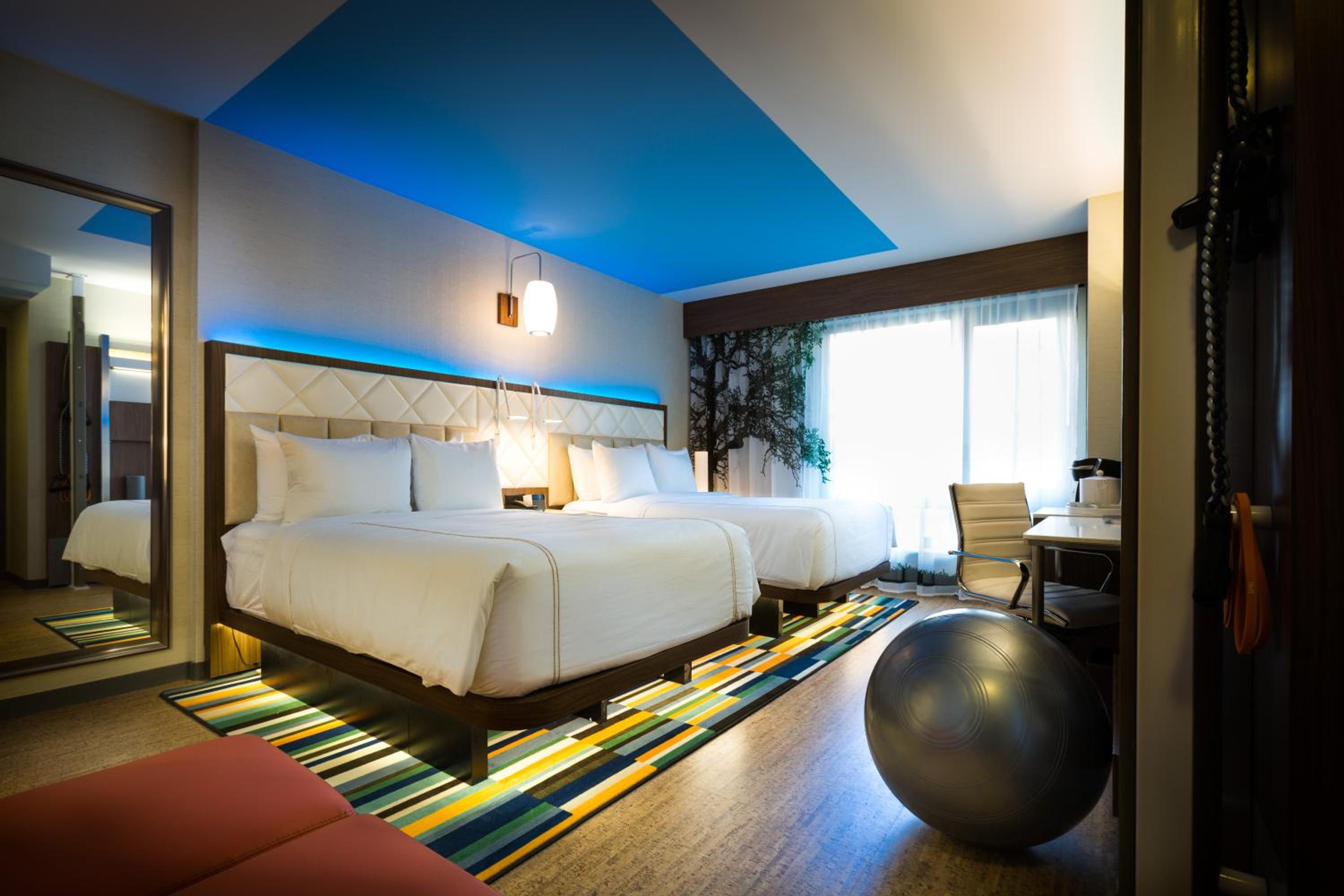Double Room with Two Double Beds - Hearing Mobility Accessible Roll-In Shower