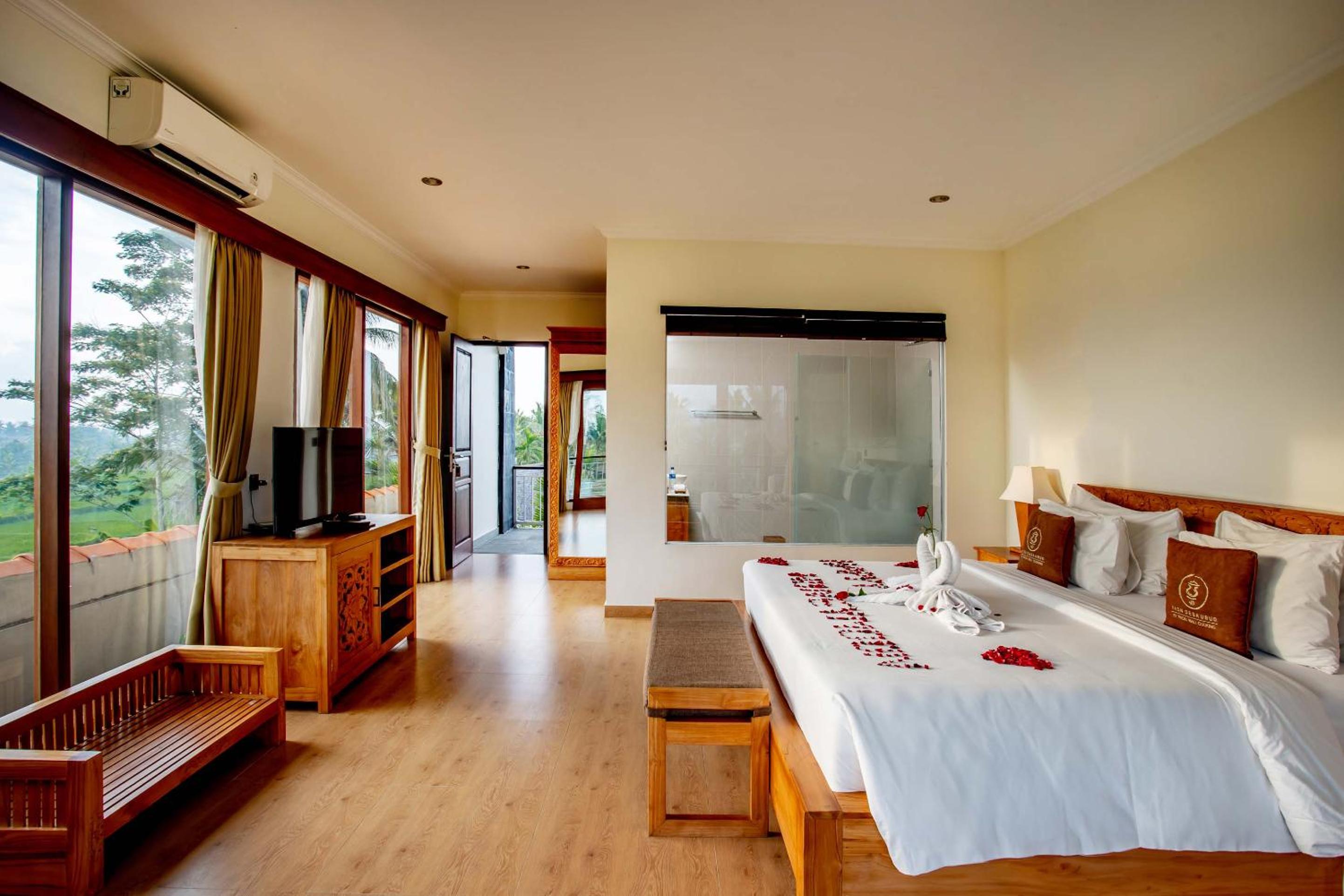 Deluxe Room Balcony with Rice Field View