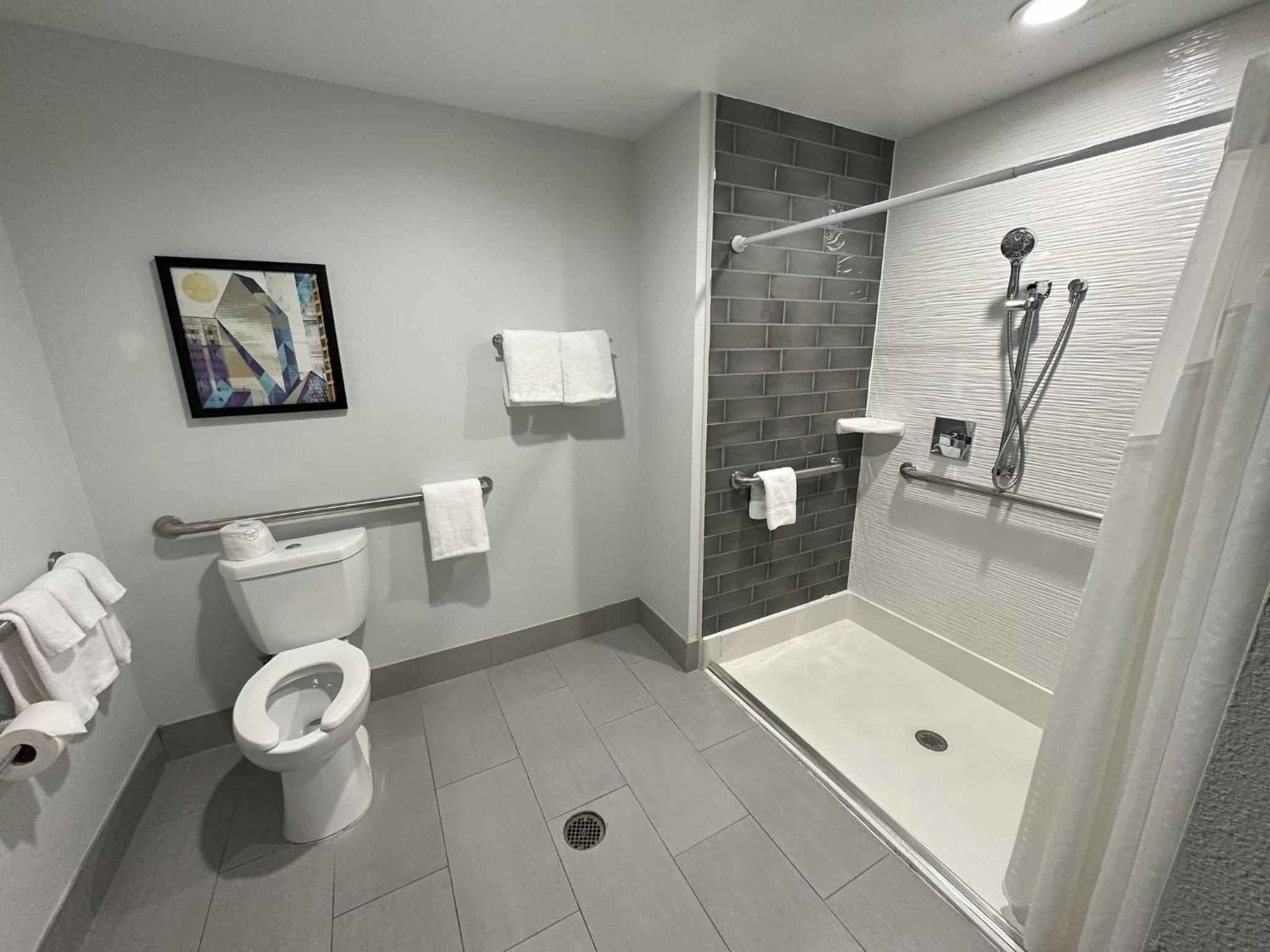 Double Room with Two Double Beds and Communications Mobility Accessible Roll-In Shower