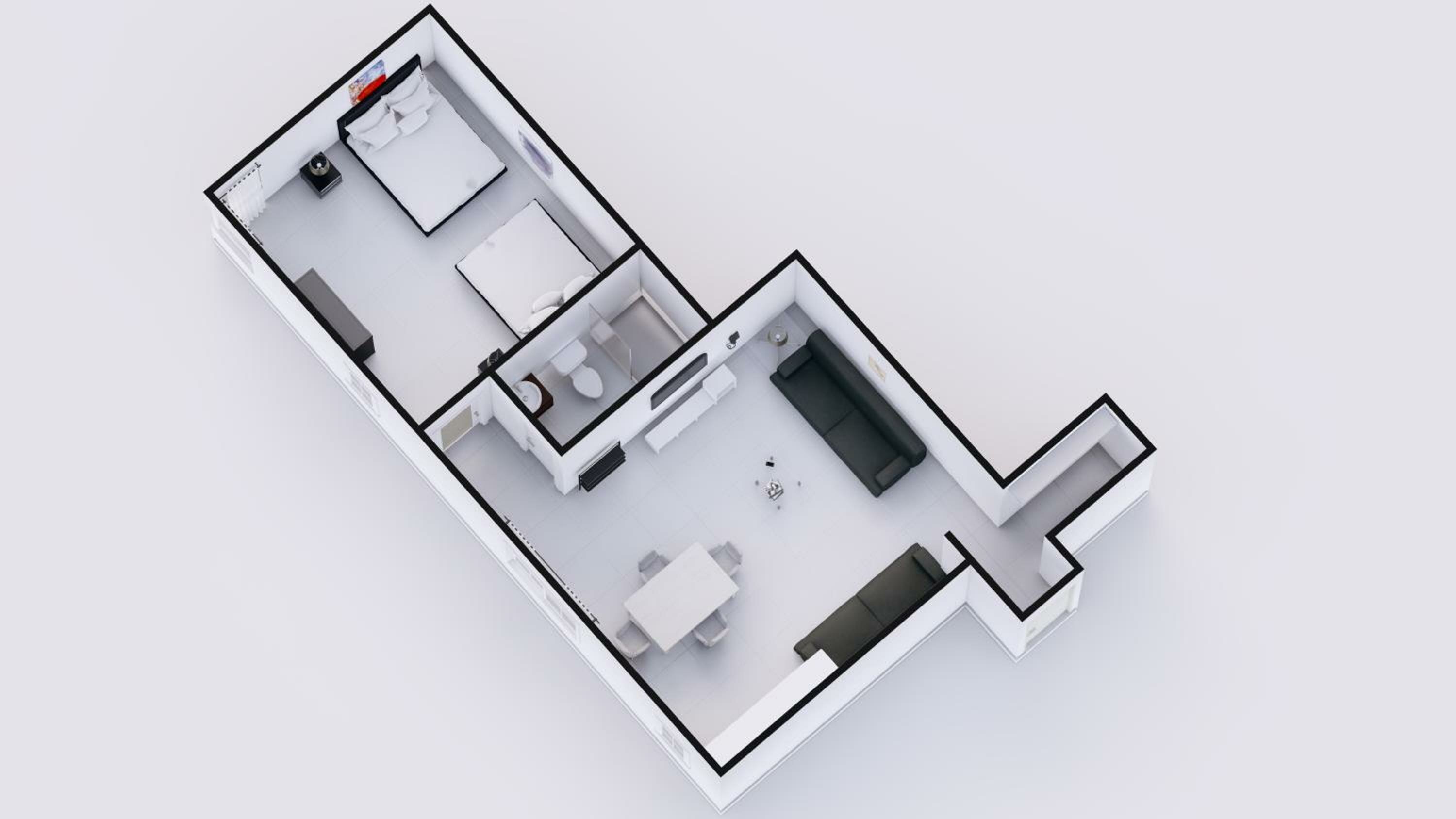 Premium Corner One-Bedroom Suite with Kitchen